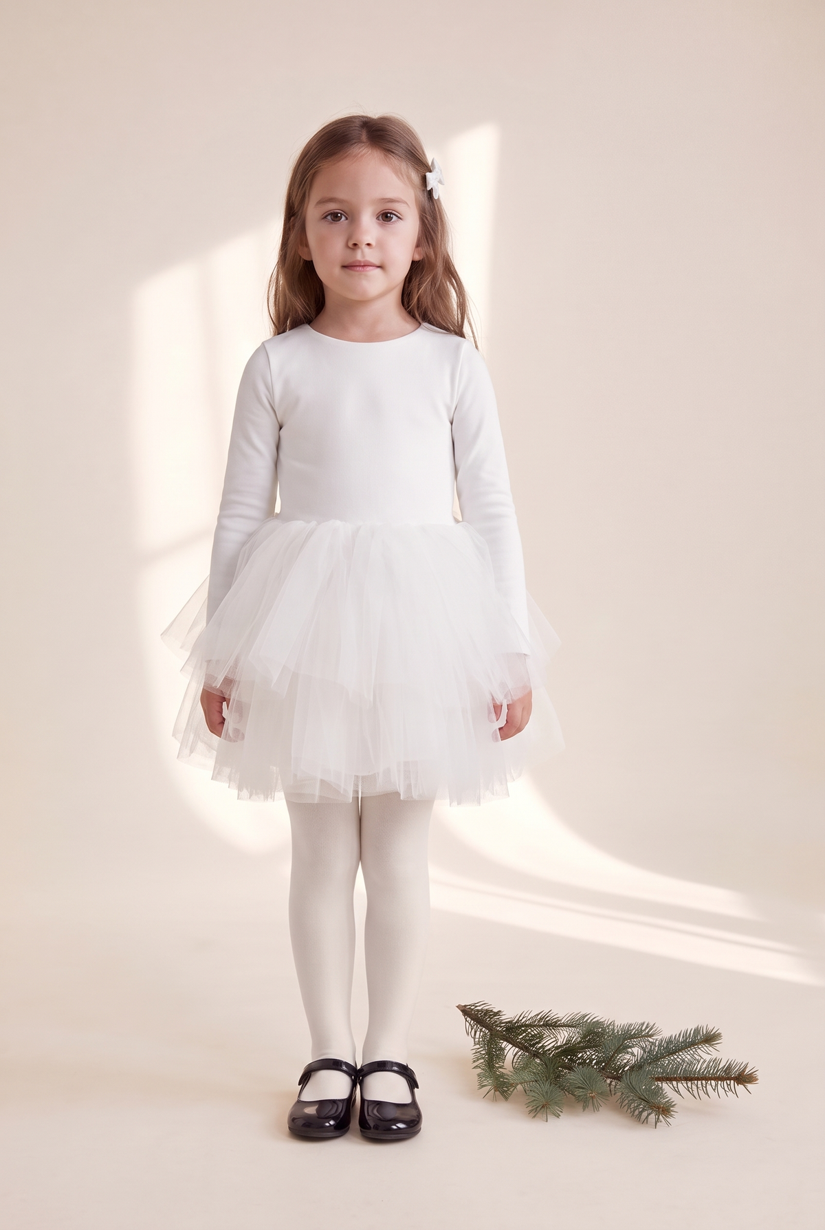 Abito Bambina Tutù Bianco indossato - davanti