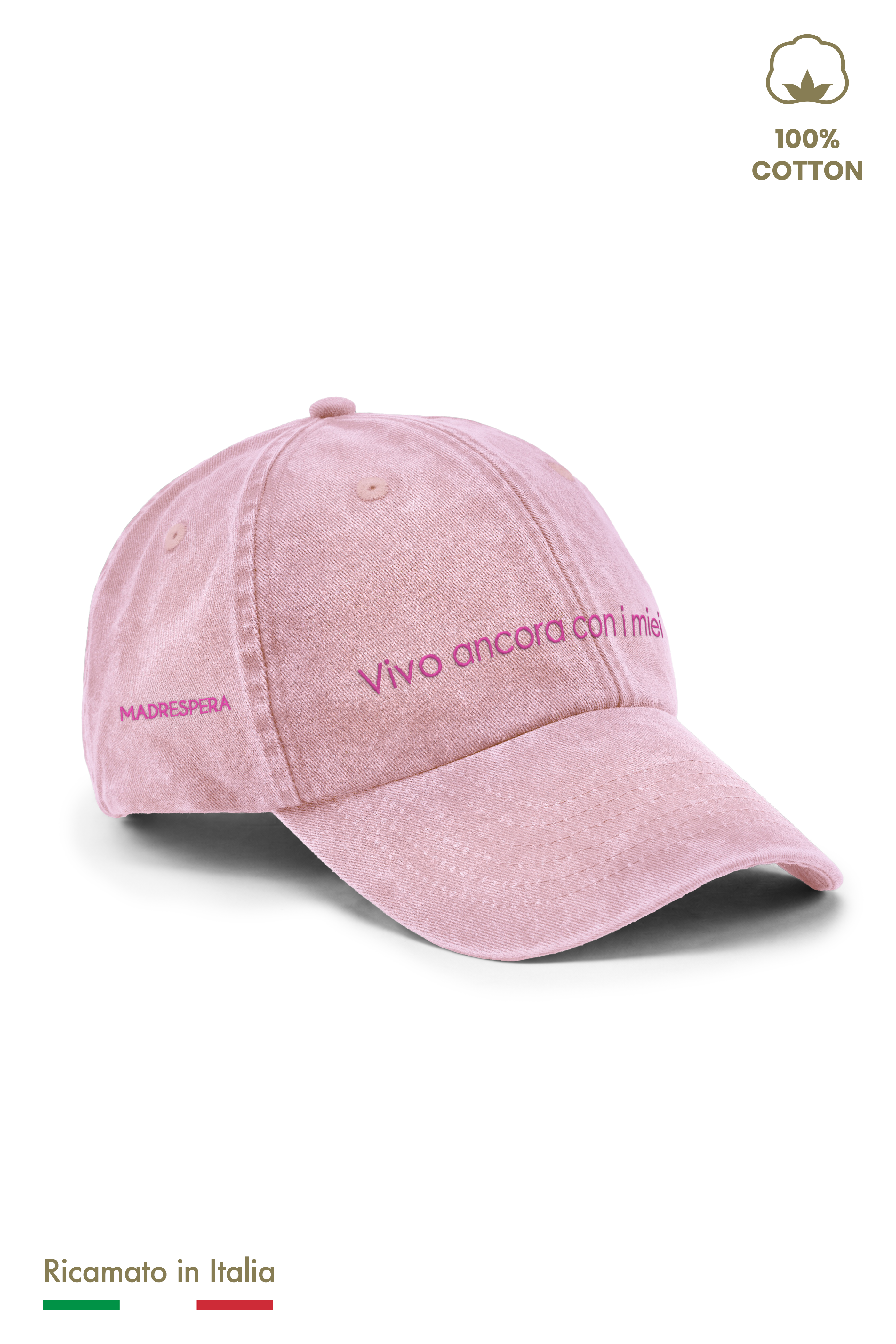 Cappellino Ricamato Bambino Unisex Vintage "Vivo ancora con i miei"