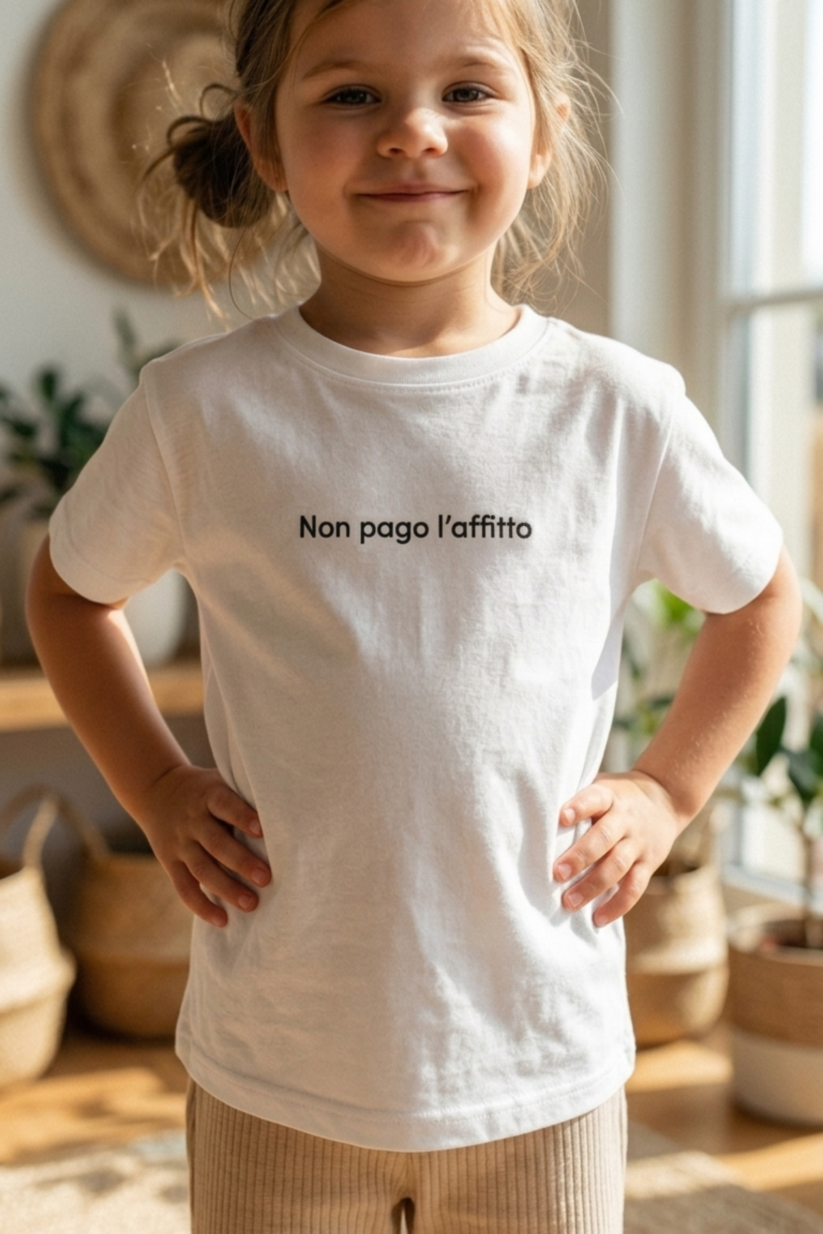 T-shirt Ricamata "Non pago l'affitto"