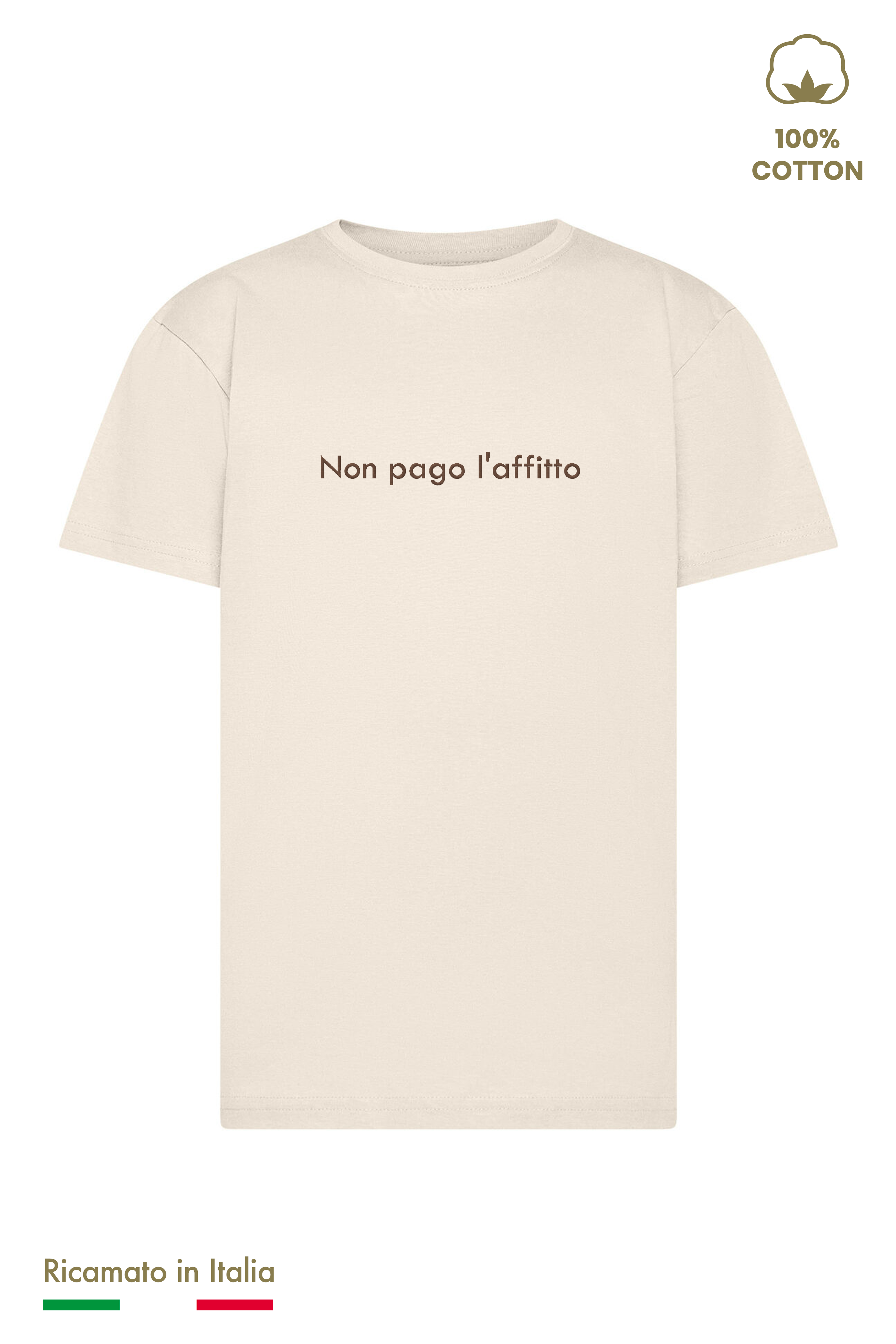 T-shirt Ricamata "Non pago l'affitto"