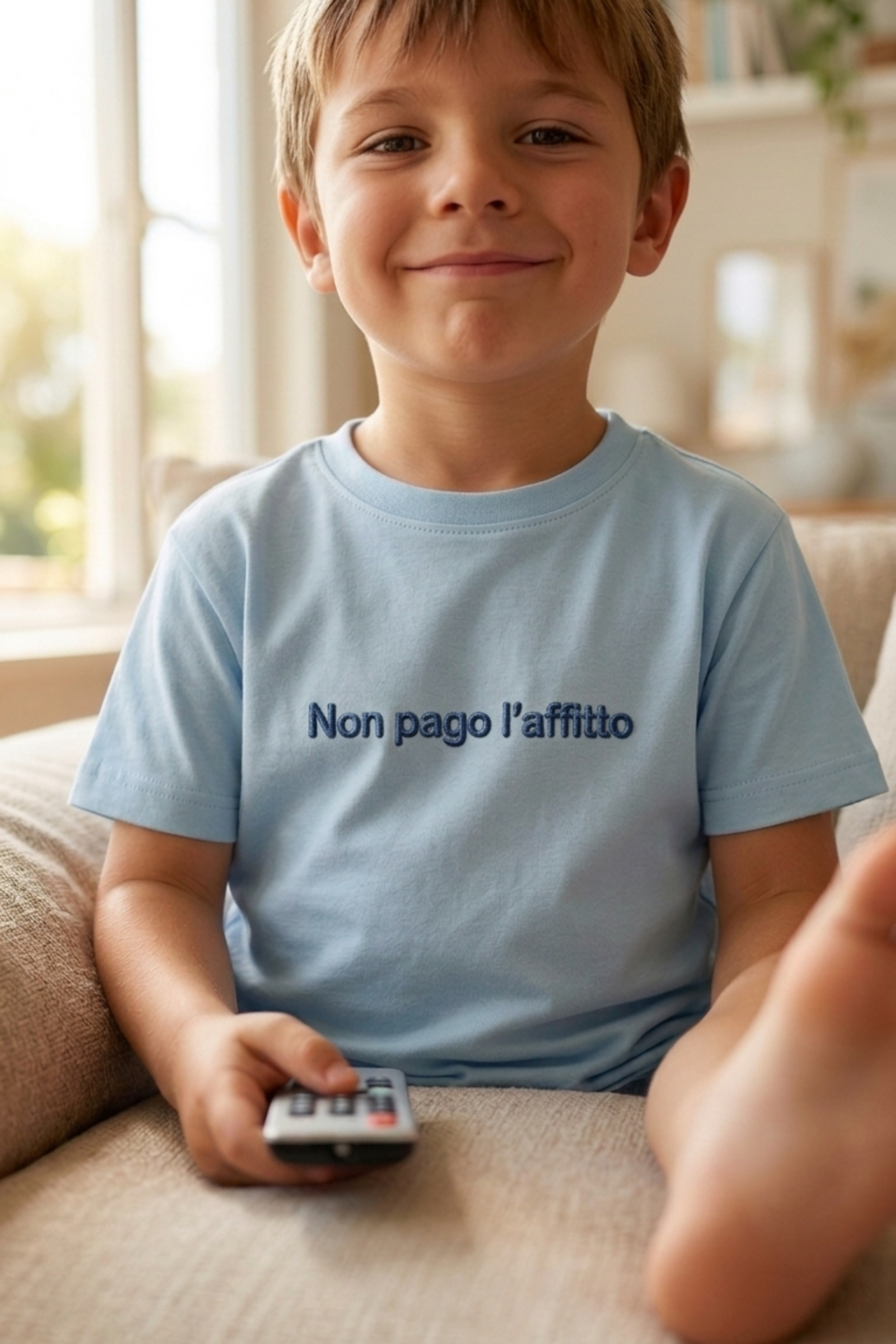 T-shirt Ricamata "Non pago l'affitto"