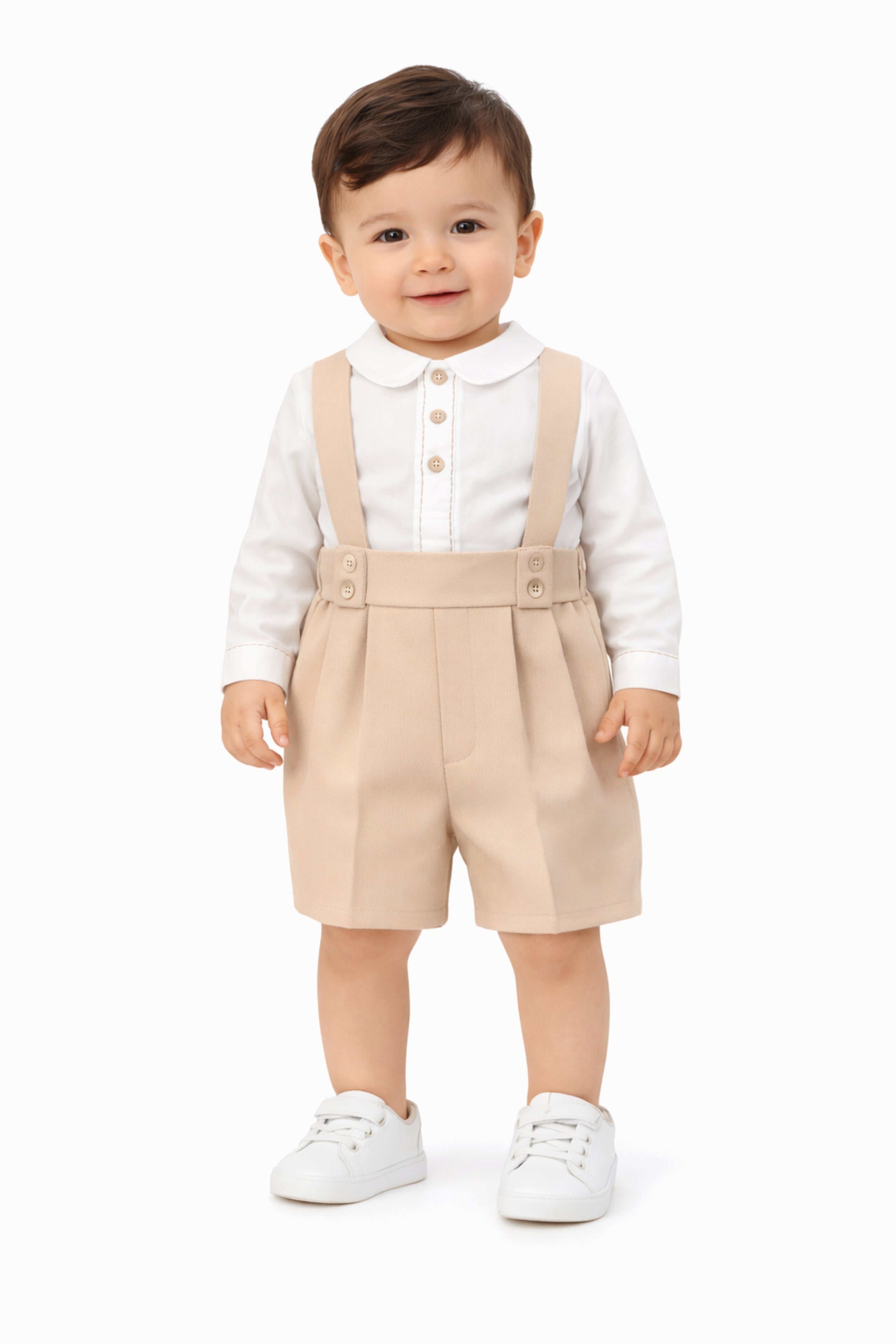 Pagliaccetto Battesimo Bimbo Beige Inglese