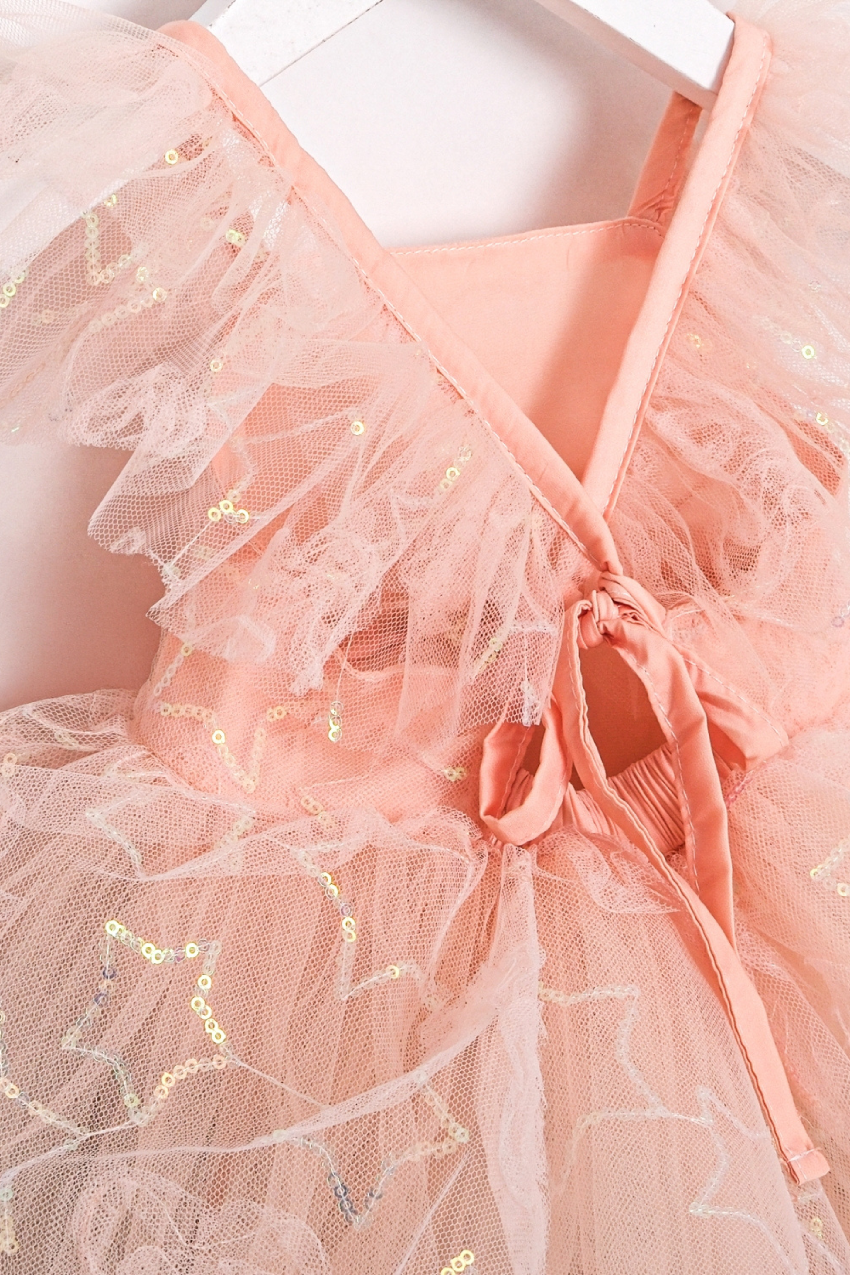 Abito Neonata Fatina Paillettes Pesca