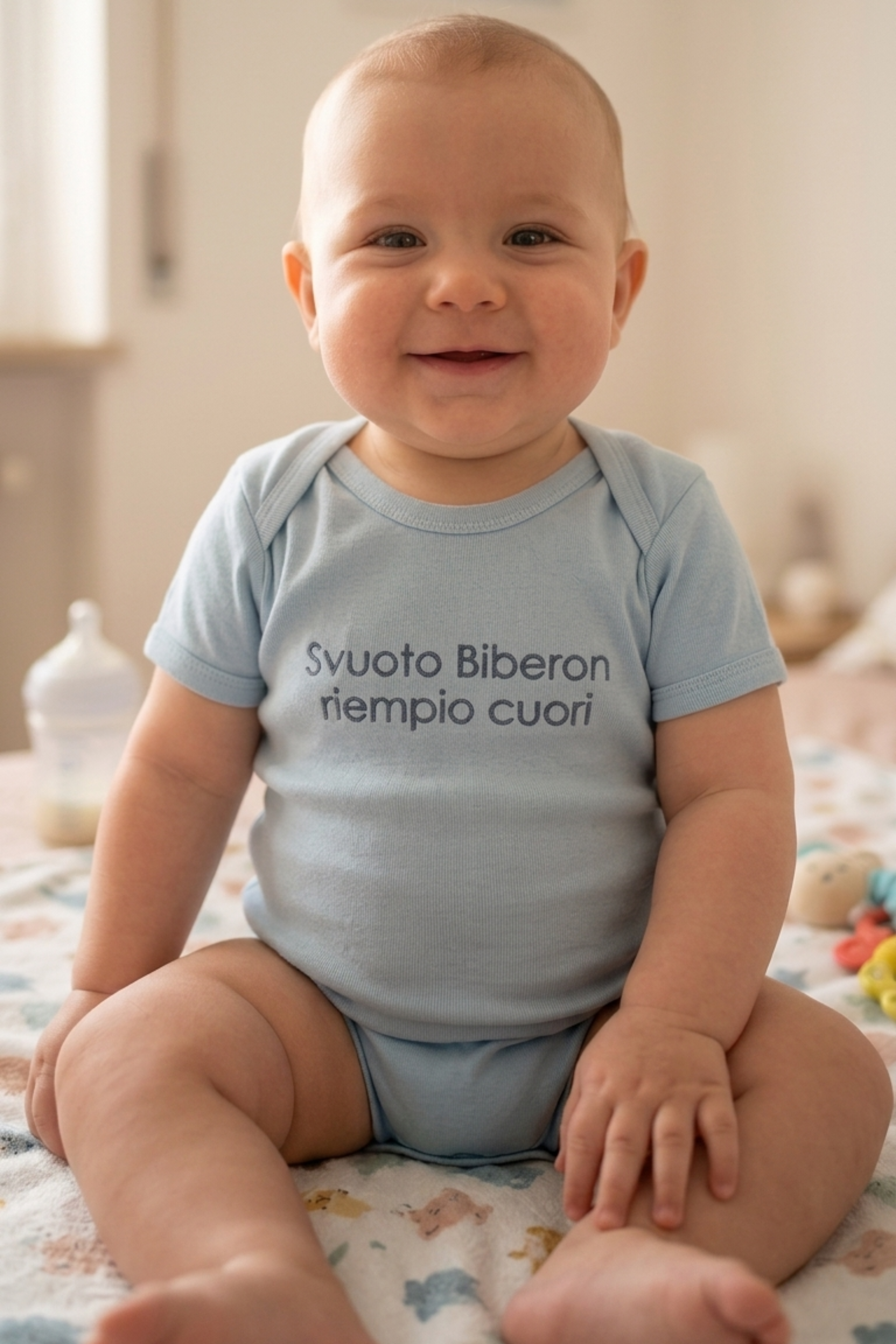 Body Ricamato "Svuoto biberon riempio cuori?"