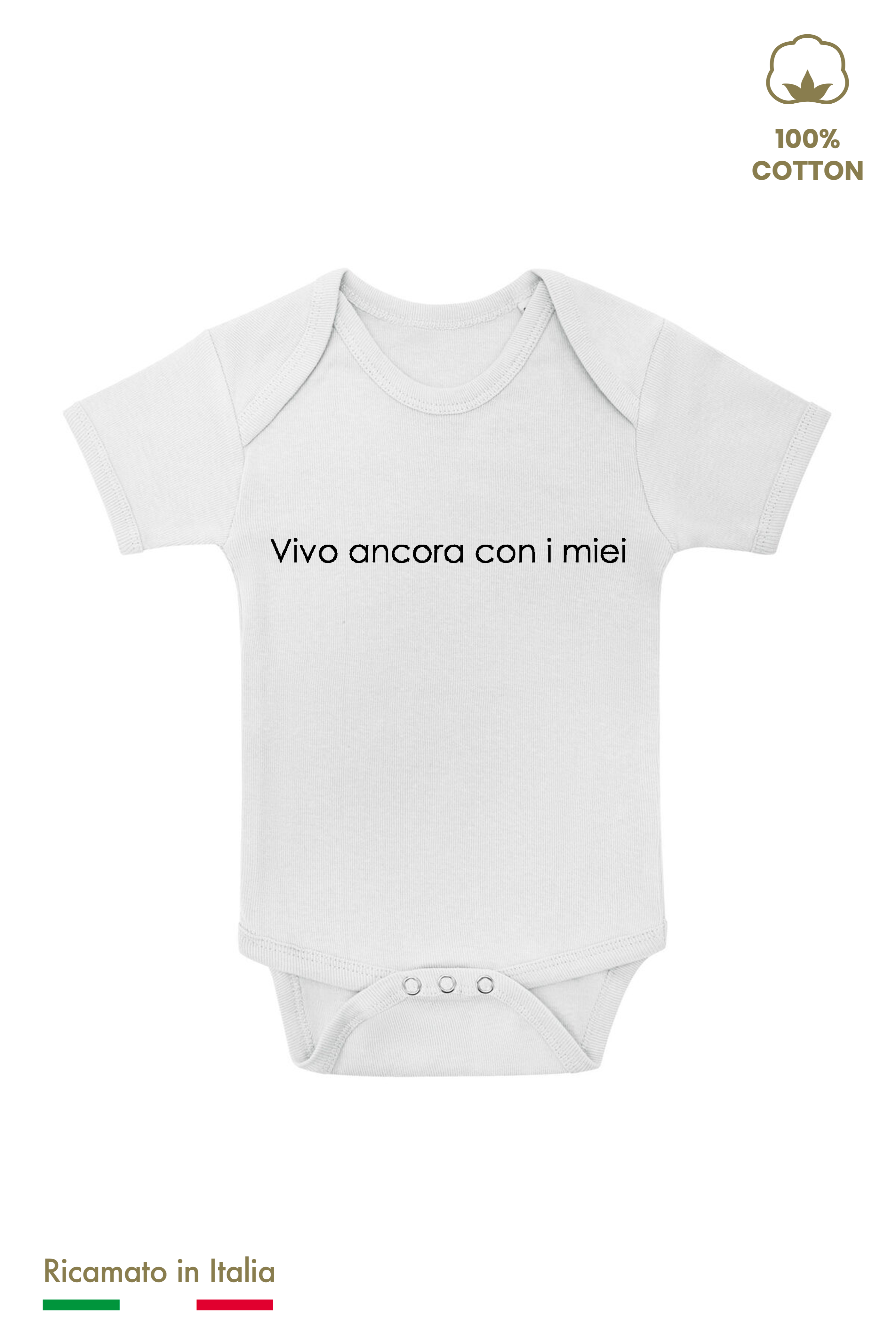 Body Ricamato "Vivo ancora con i miei"