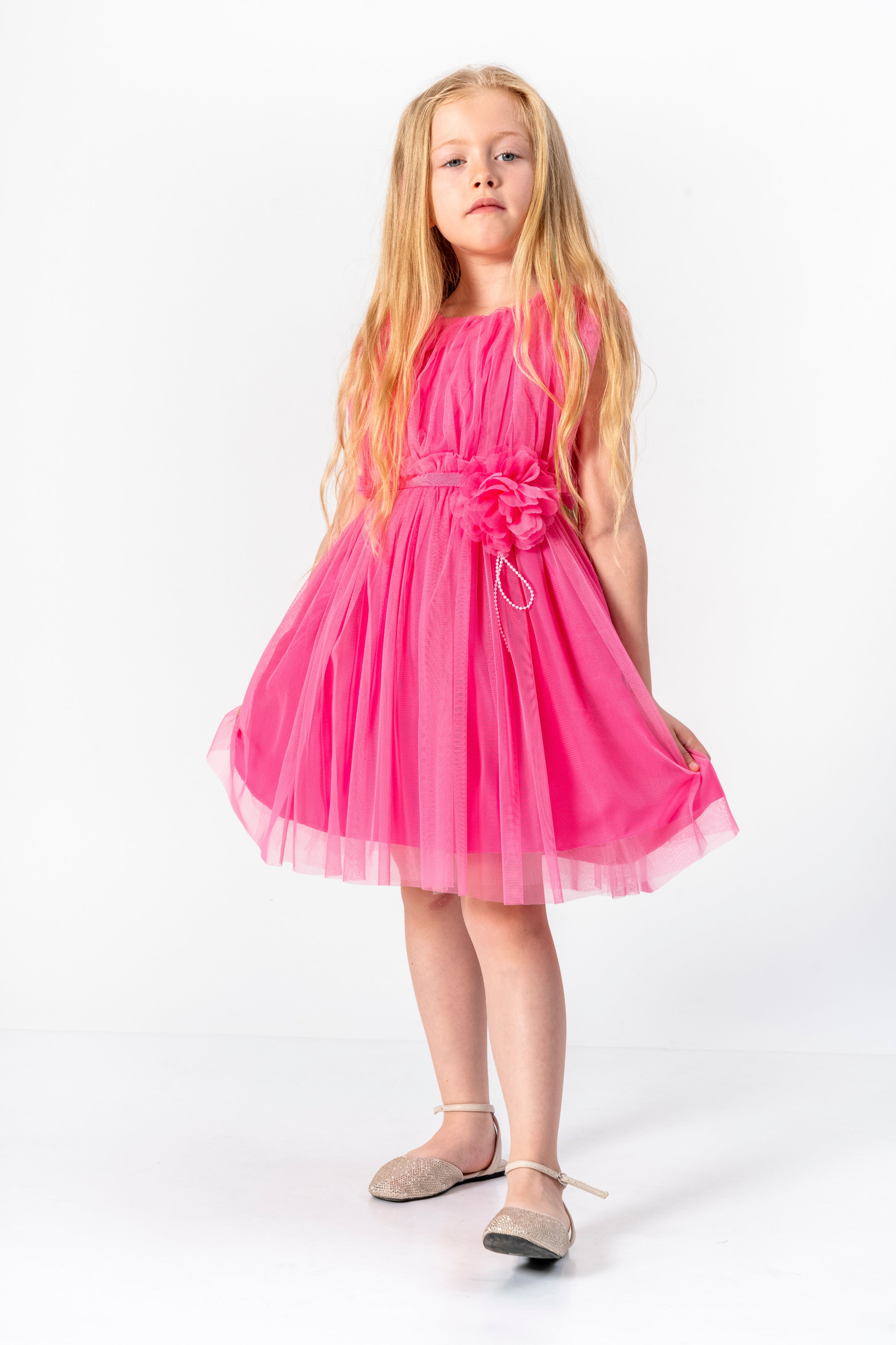 Abito Fucsia Bambina Romantico Fiore