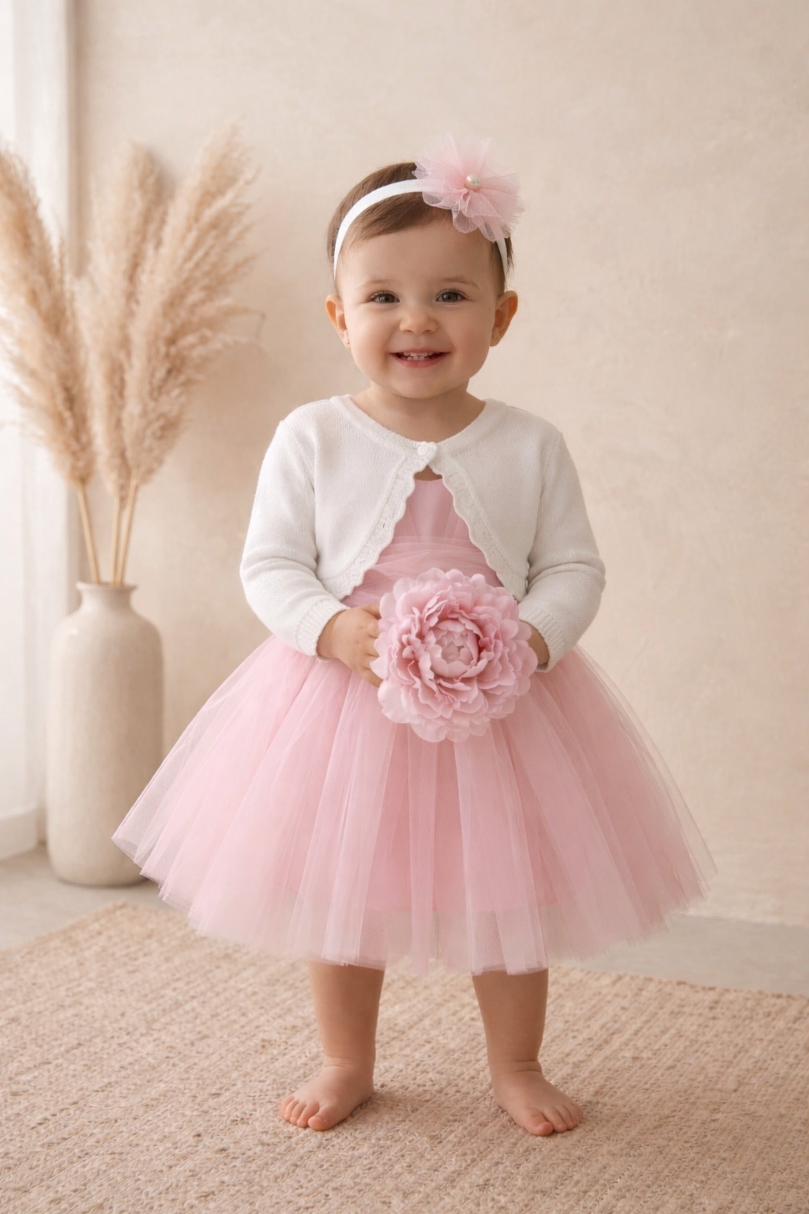 Cardigan Neonata e Bambina 100% cotone Bianco