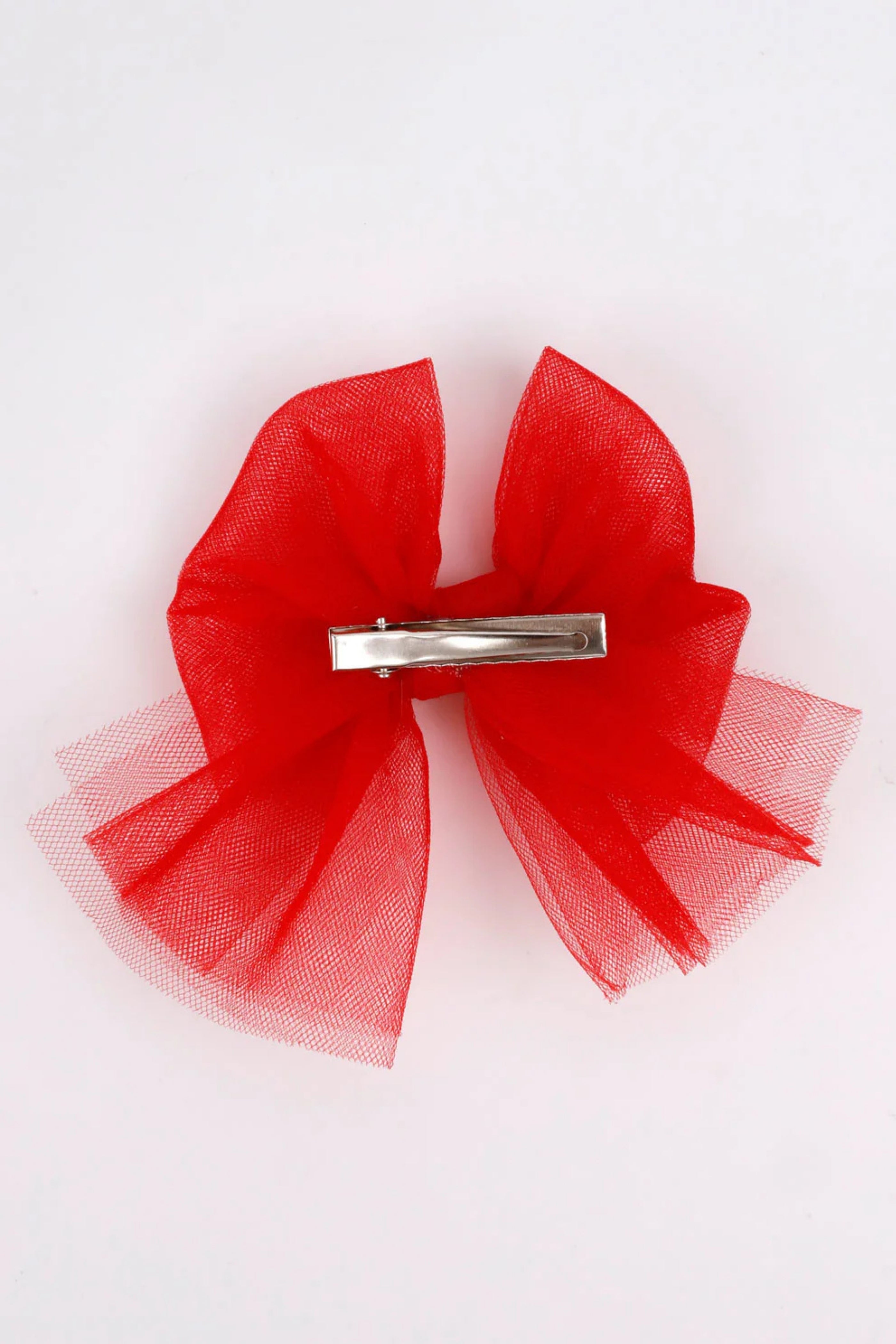 Fermaglio Bambina Fiocco Organza Rosso