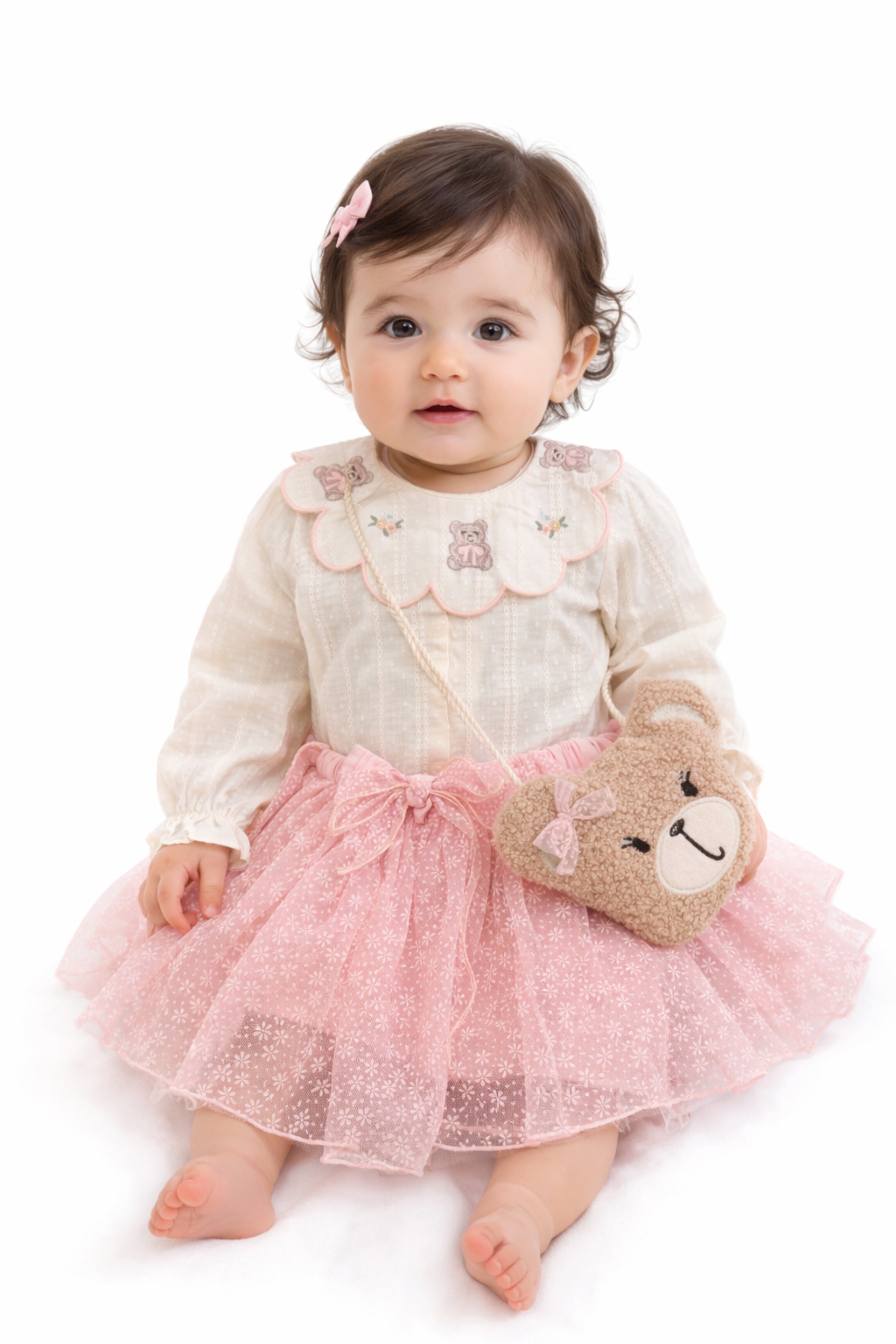 Tris Neonata Teddy Rosa