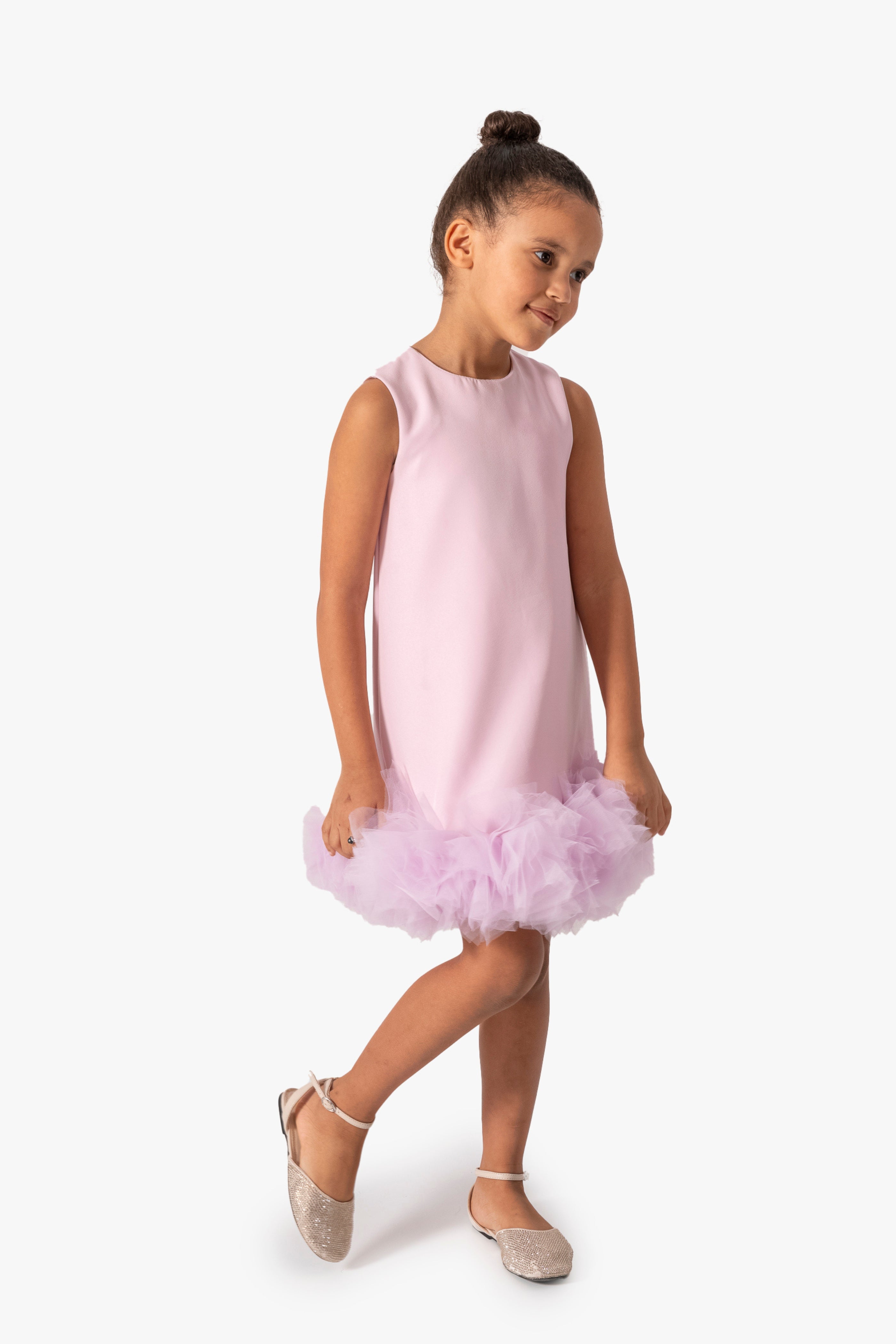 Abito Glicine Bambina Pom Pom Tulle
