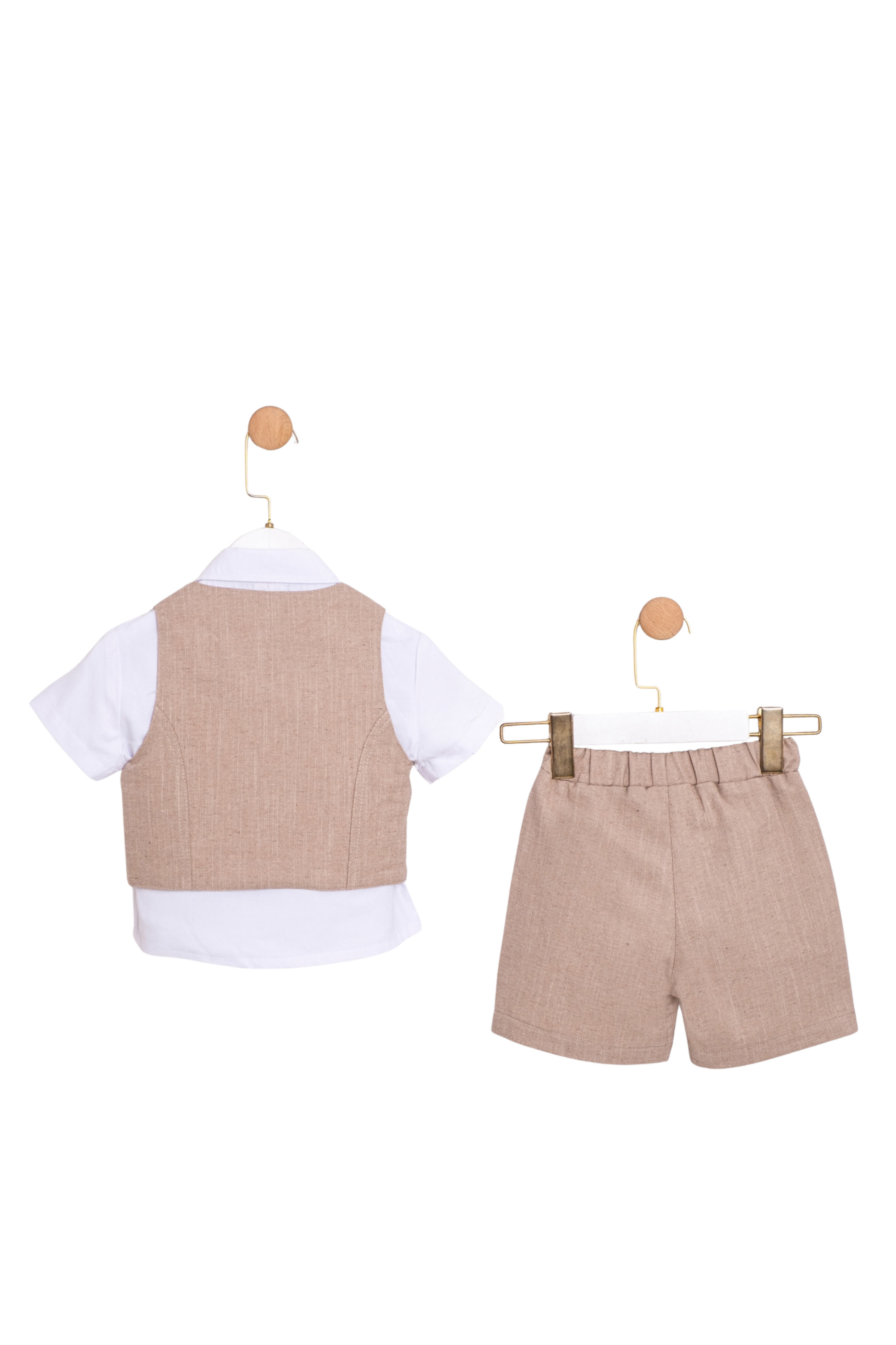 Completo Battesimo Bimbo Beige Pois