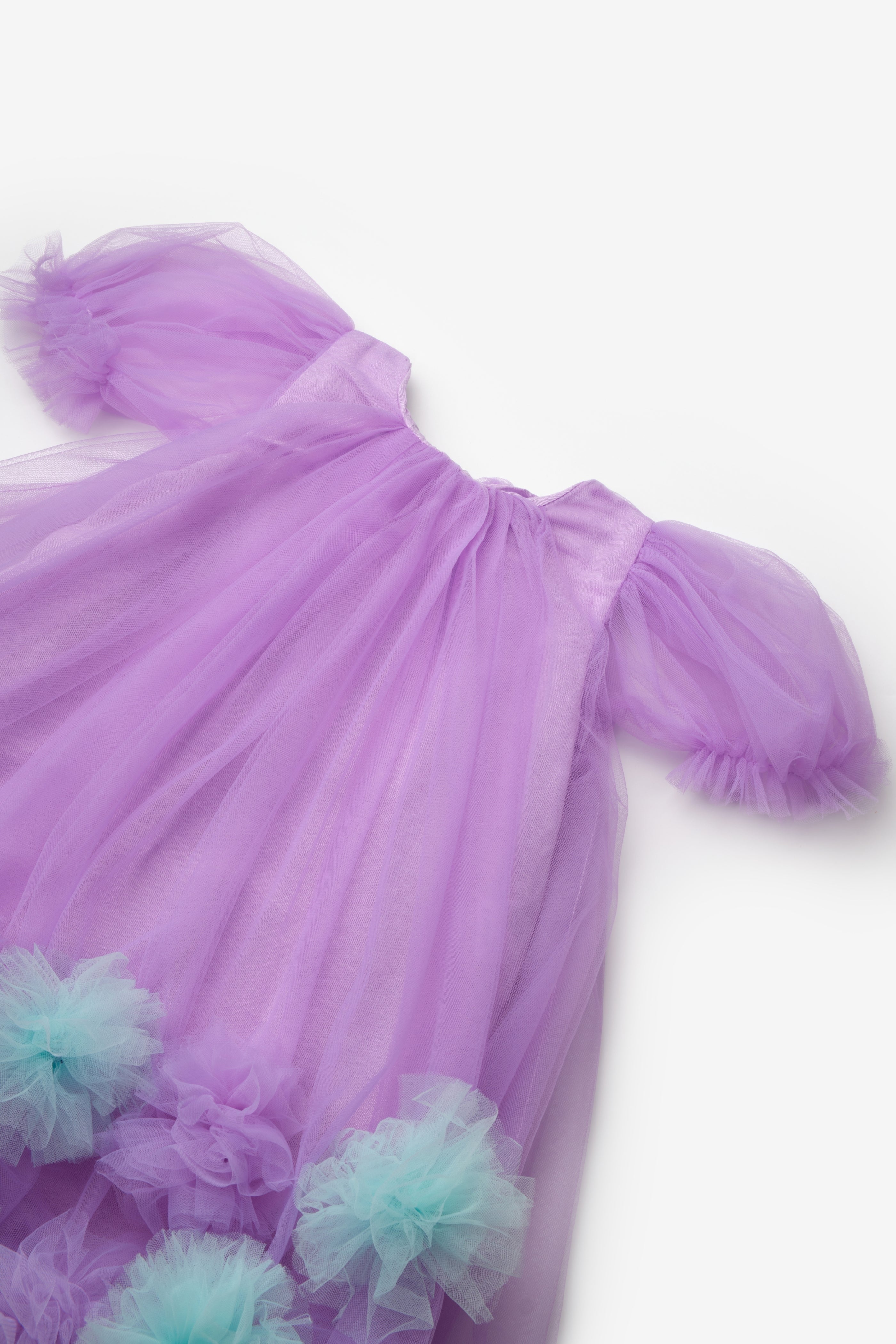 Abito Glicine Bambina Tulle Pom Pom