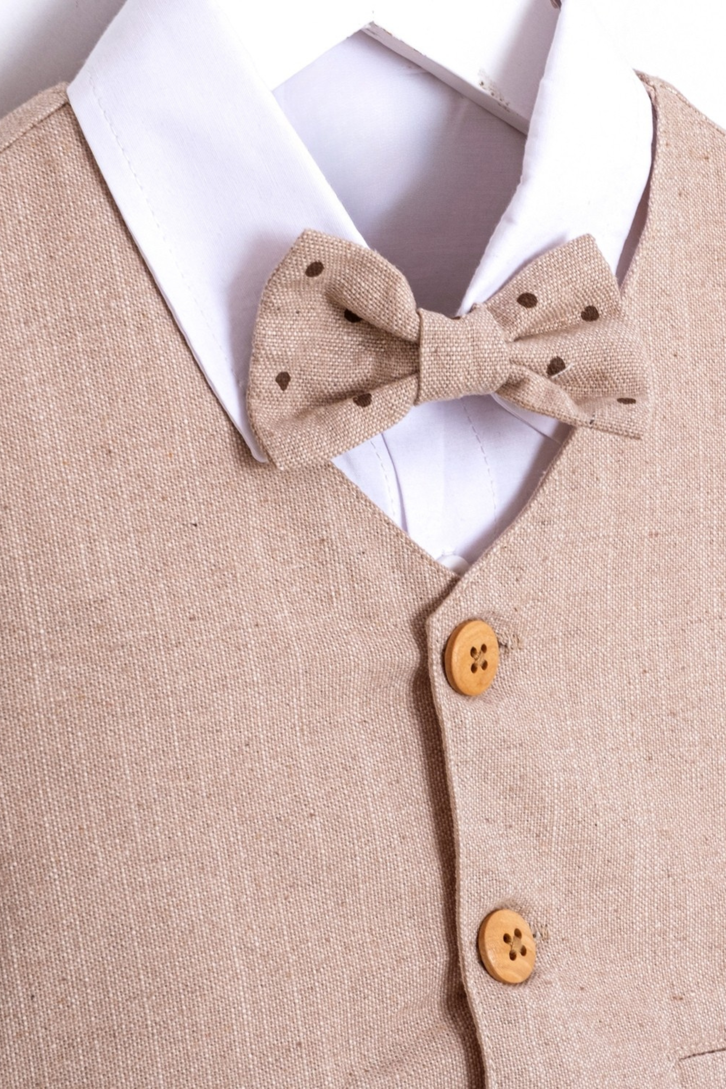 Completo Battesimo Bimbo Beige Pois