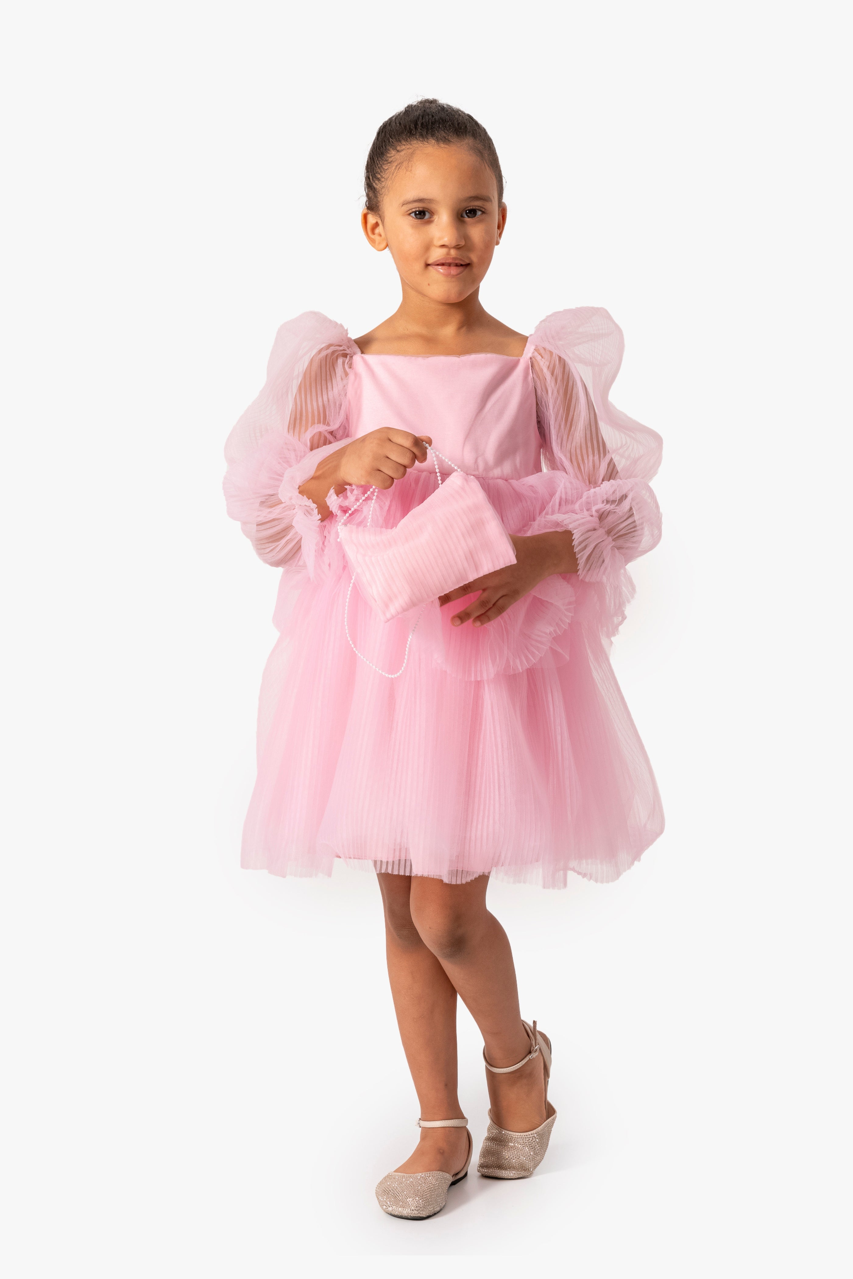 Abito Rosa Bambina Sbuffo