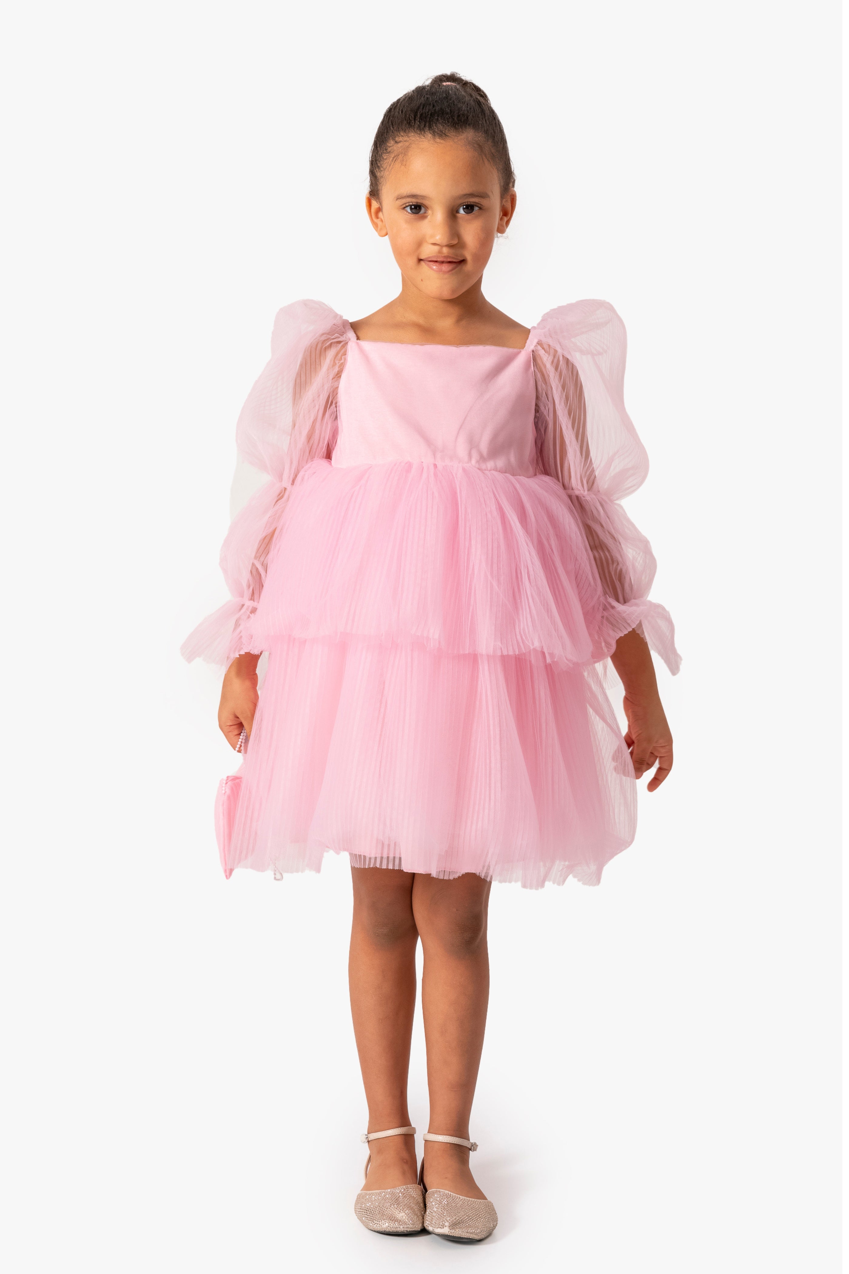 Abito Rosa Bambina Sbuffo