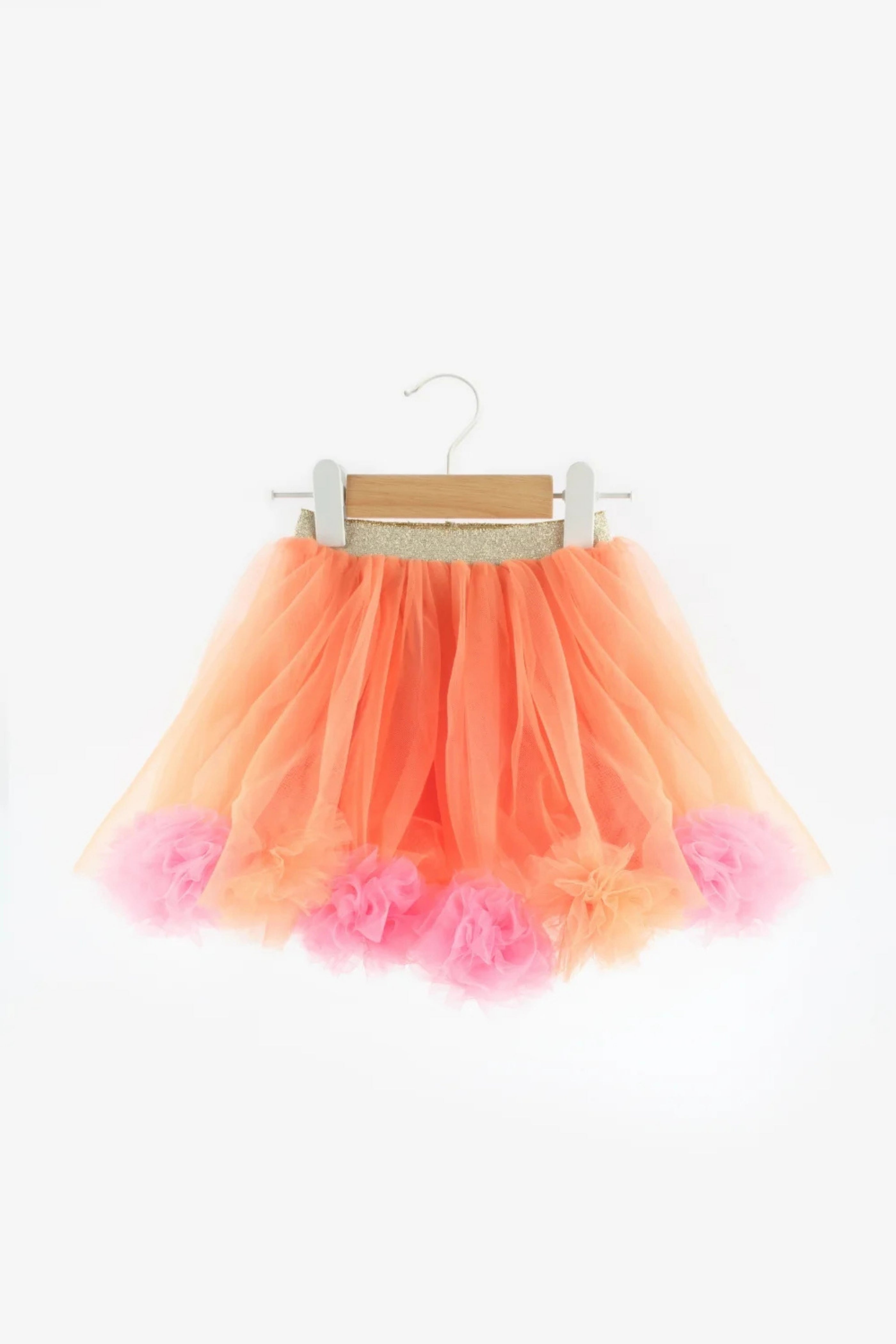 Gonna Bambina Pom Pom Tulle Arancio