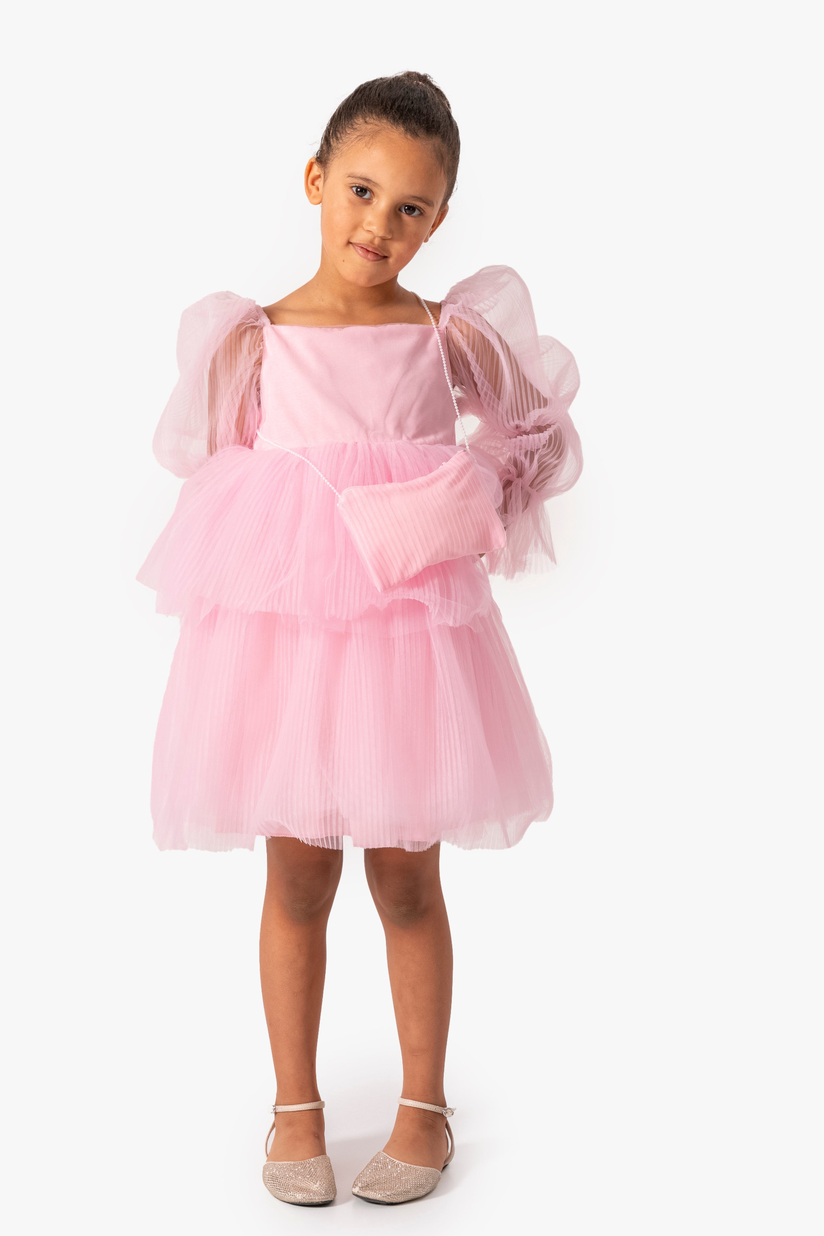 Abito Rosa Bambina Sbuffo