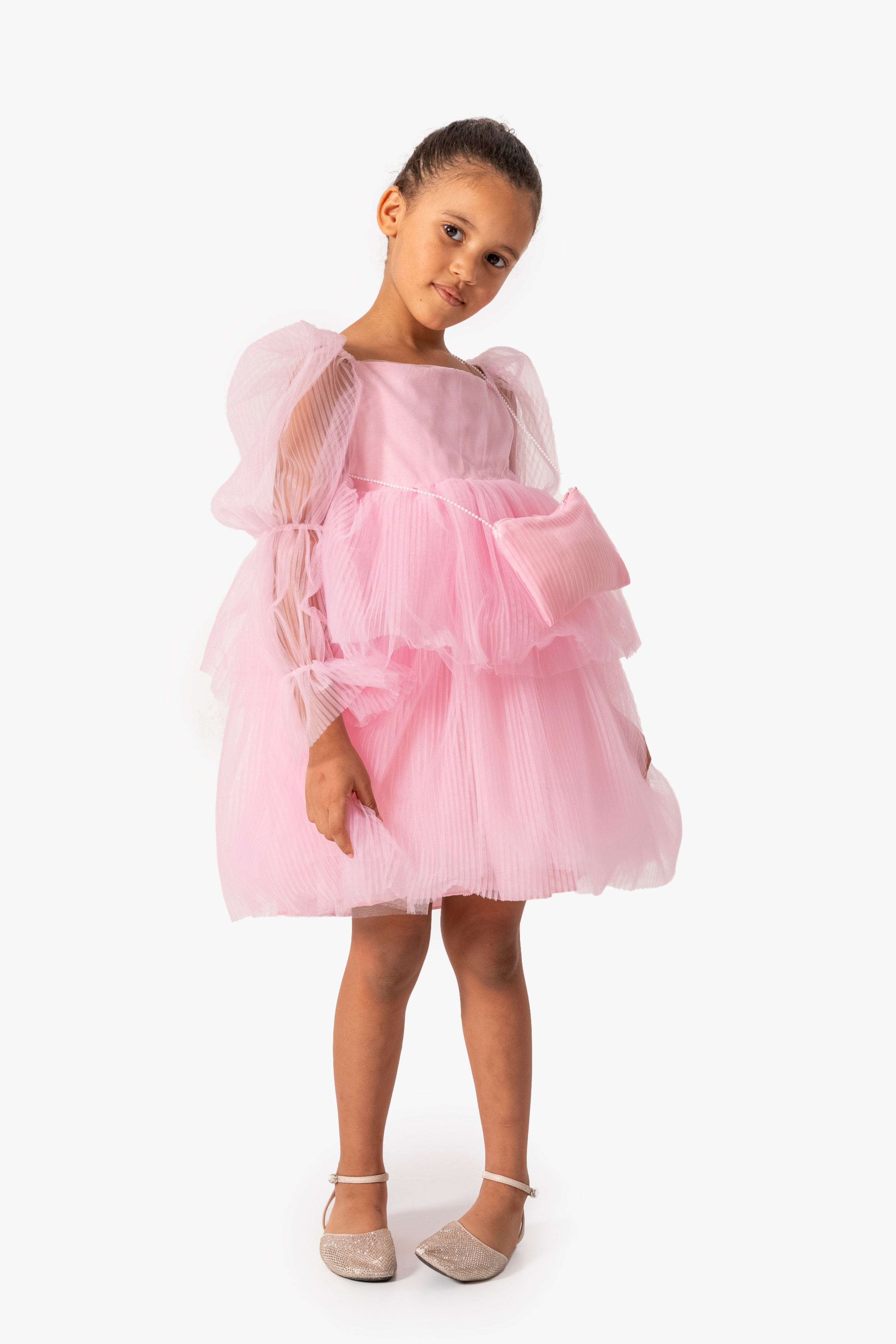Abito Rosa Bambina Sbuffo