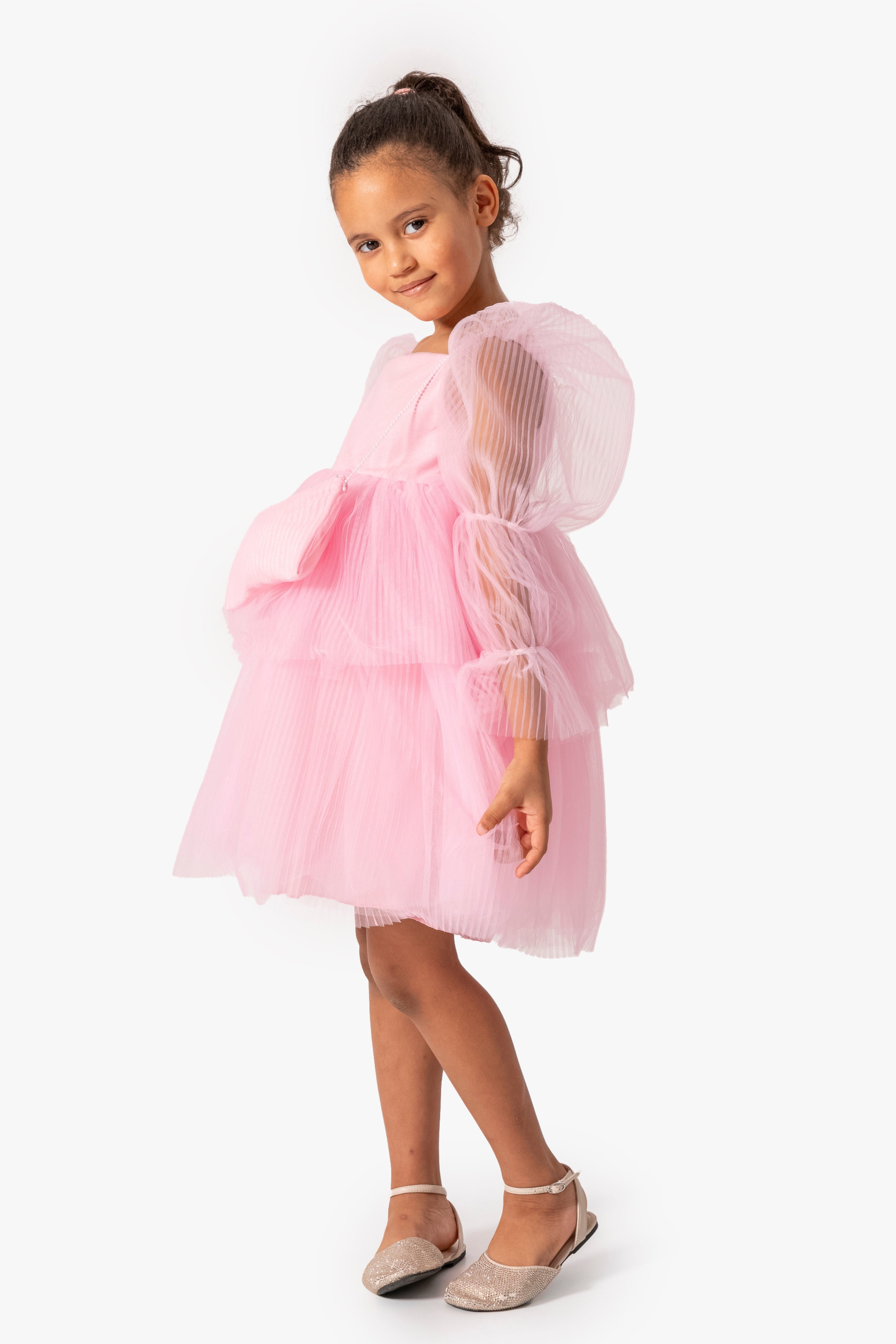 Abito Rosa Bambina Sbuffo