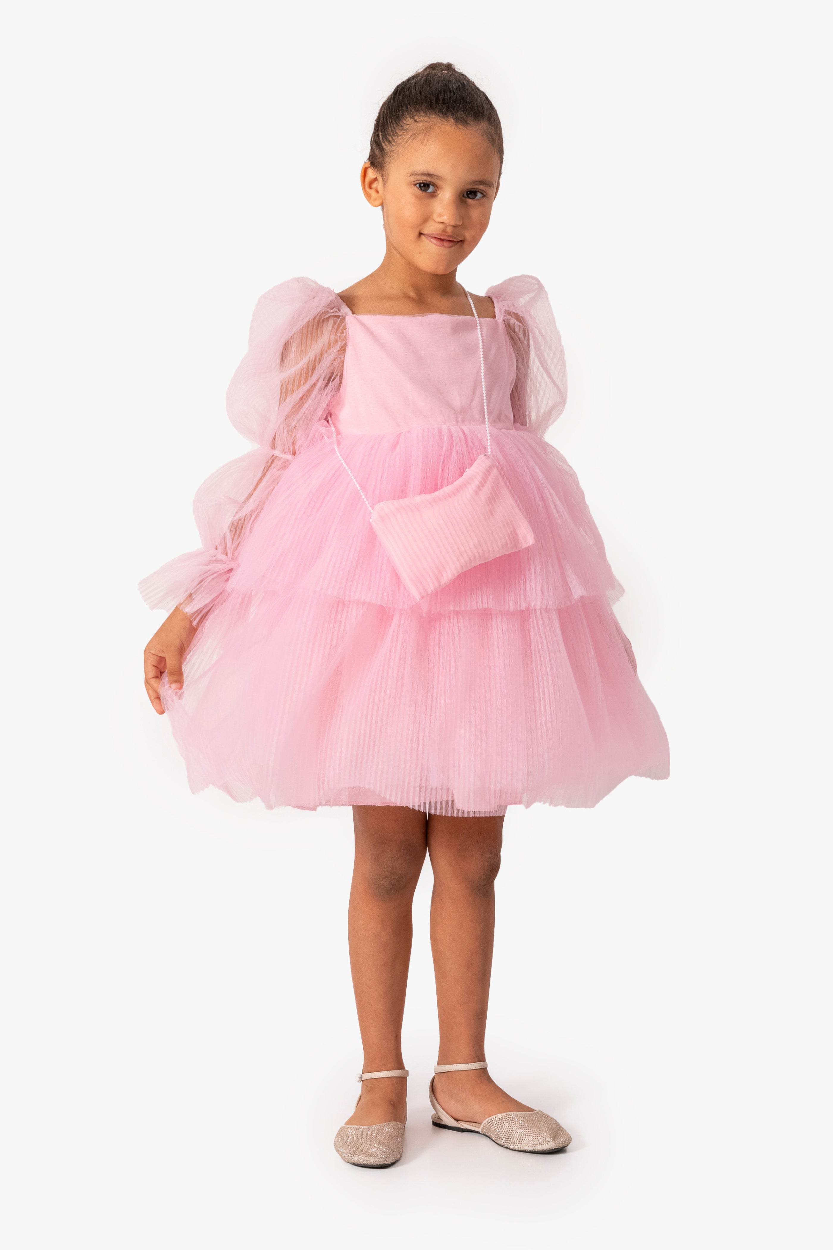 Abito Rosa Bambina Sbuffo