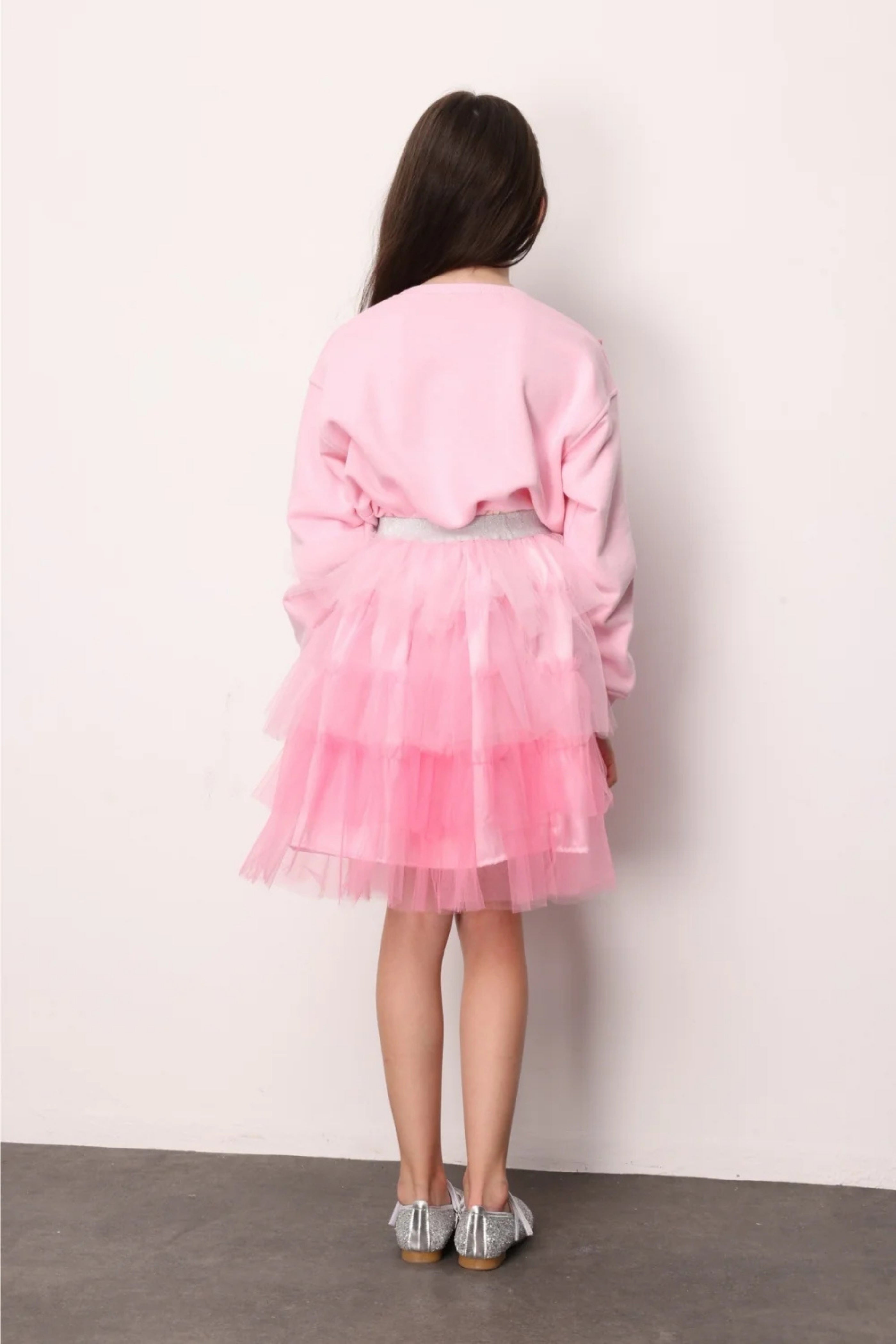 Gonna Bambina Balze Tulle Rosa