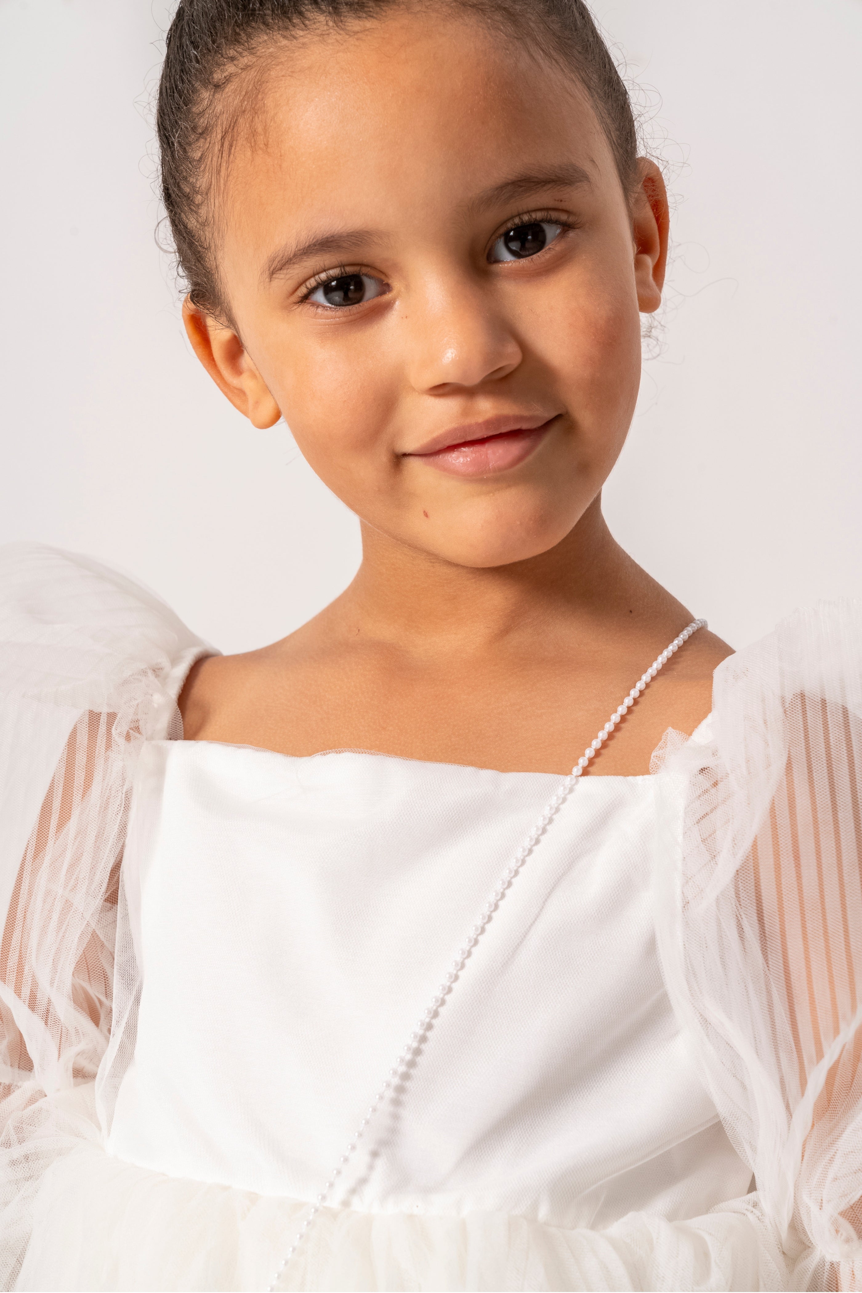 Abito Bianco Bambina Sbuffo
