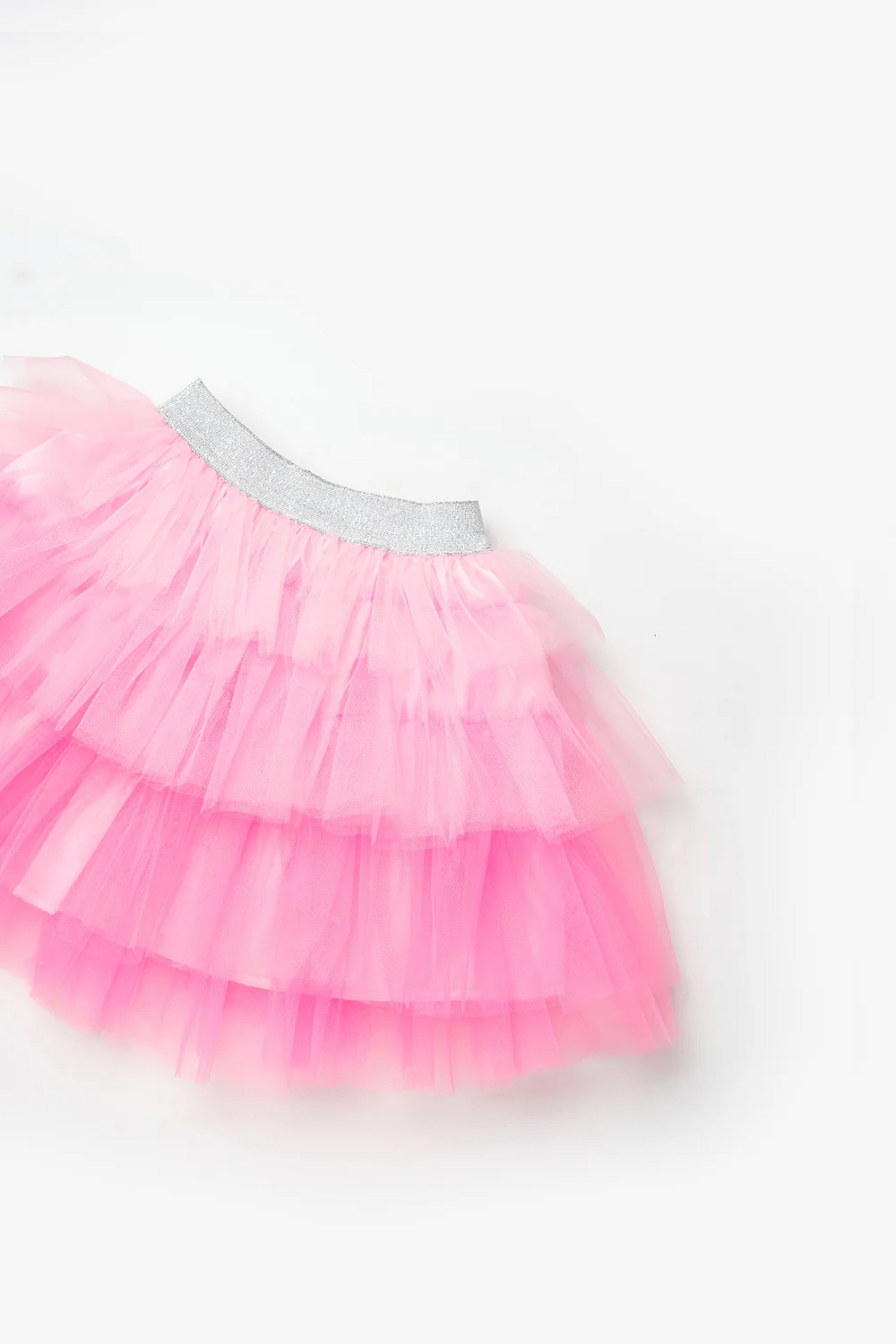 Gonna Bambina Balze Tulle Rosa