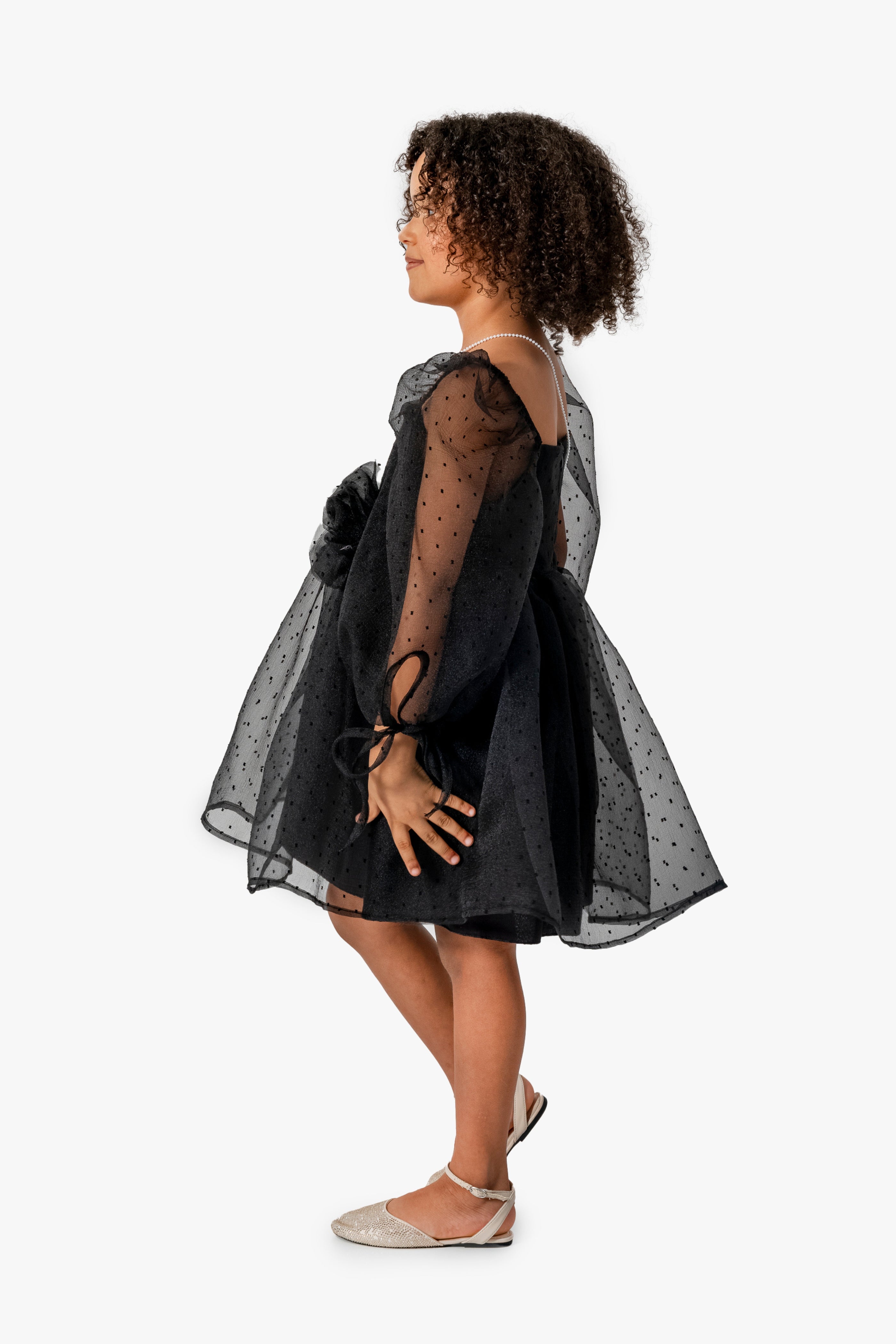 Abito Nero Bambina Palloncino e Fiore