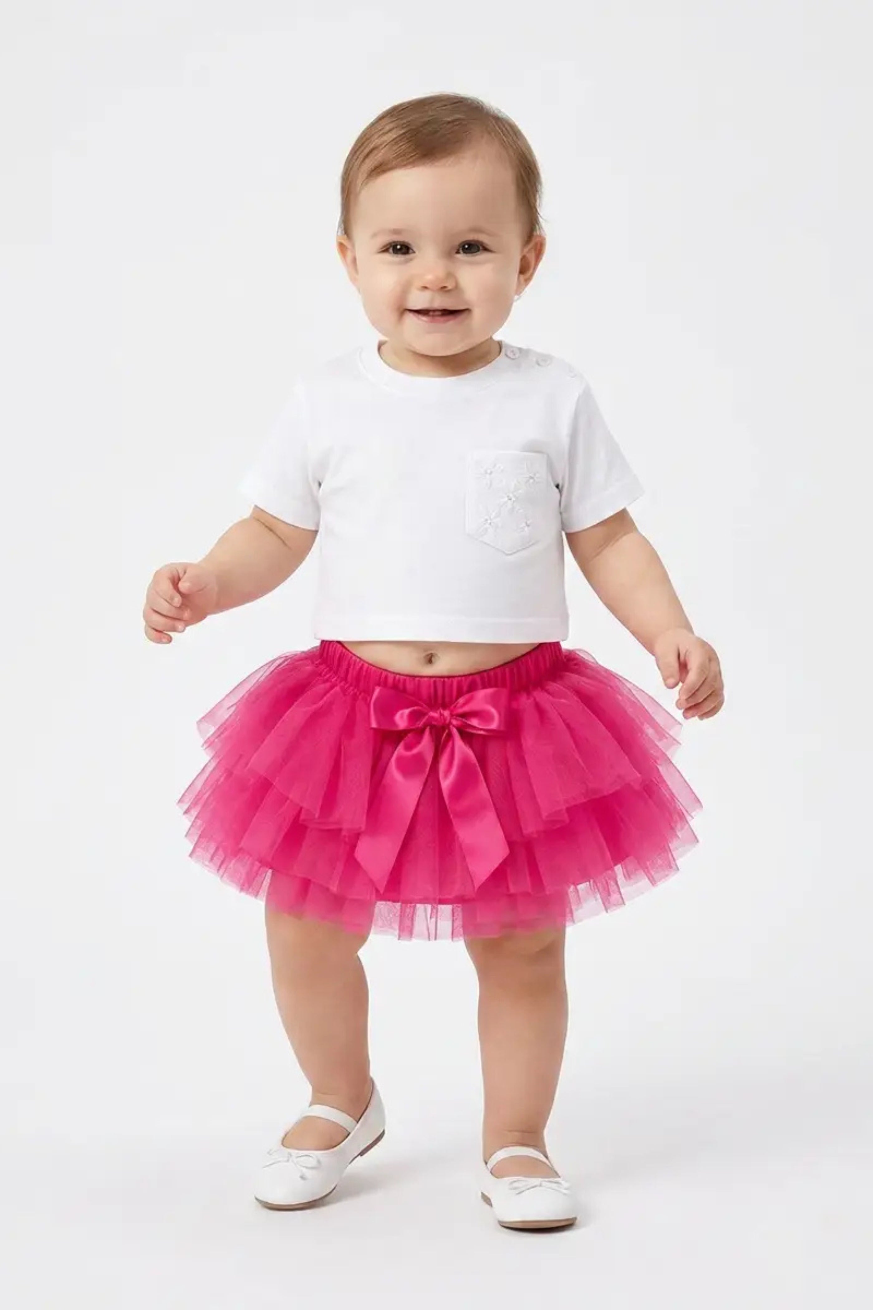 Gonna Neonata Tulle Fucsia
