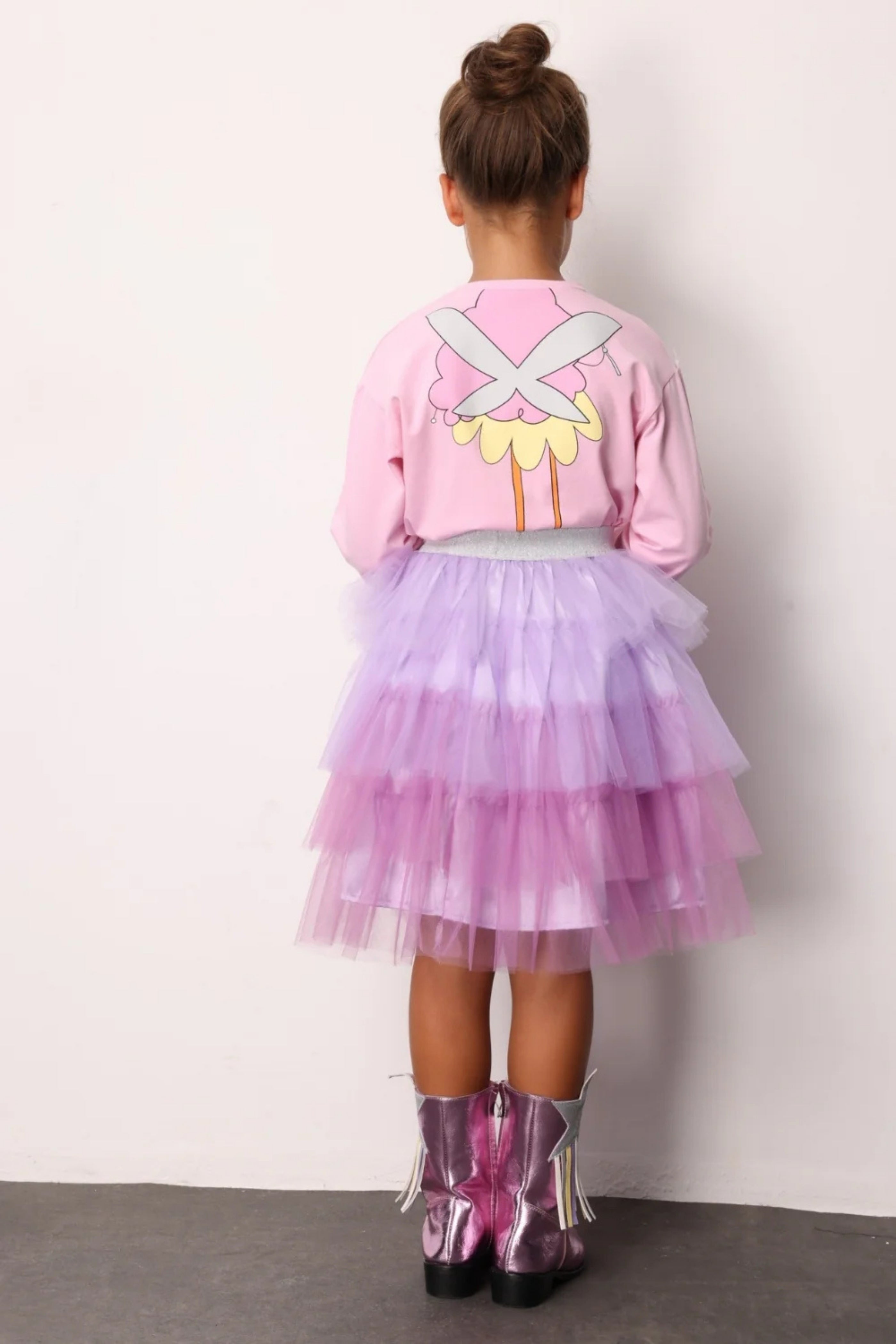 Gonna Bambina Balze Tulle Glicine
