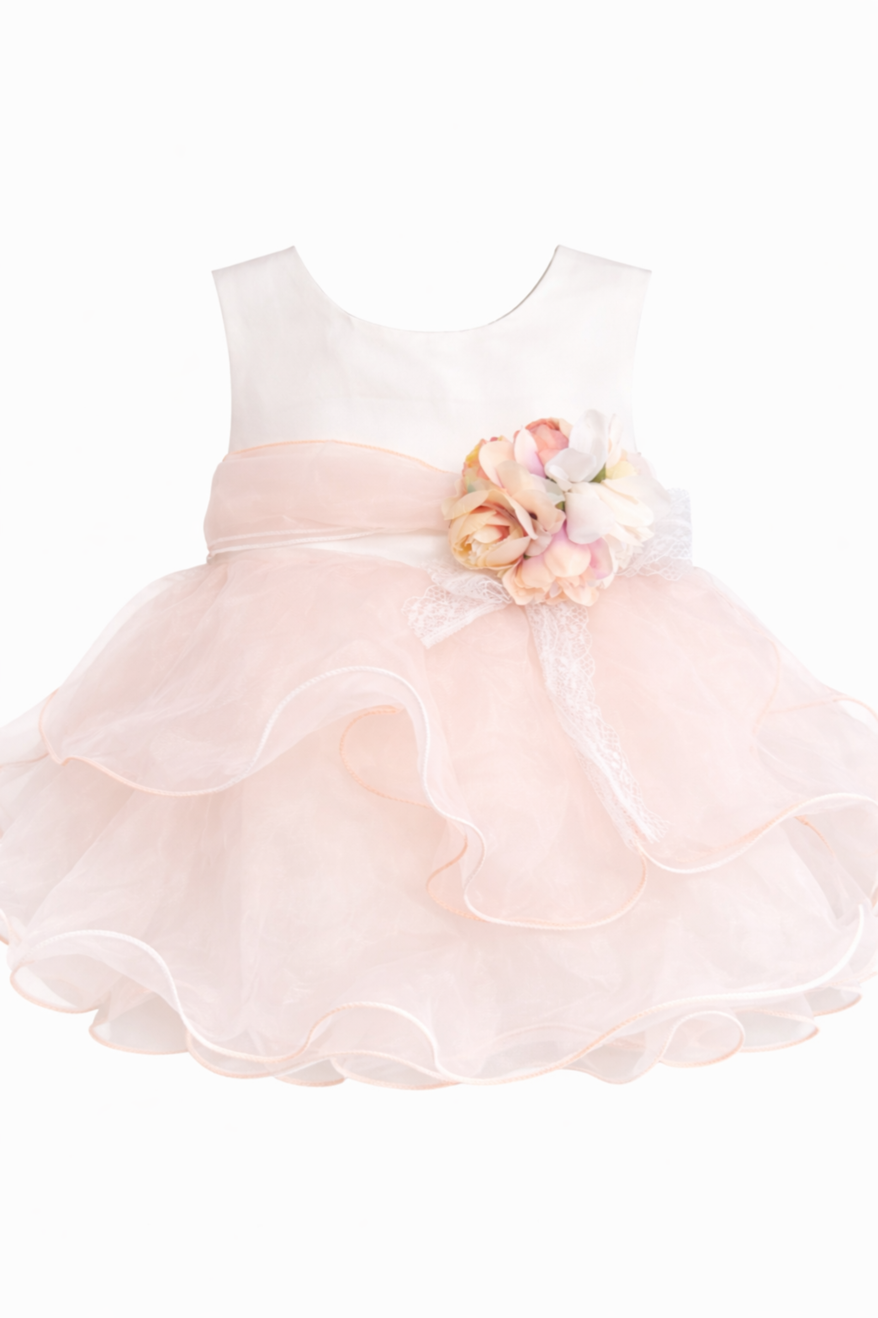 Abito Battesimo Neonata Rosa Balze