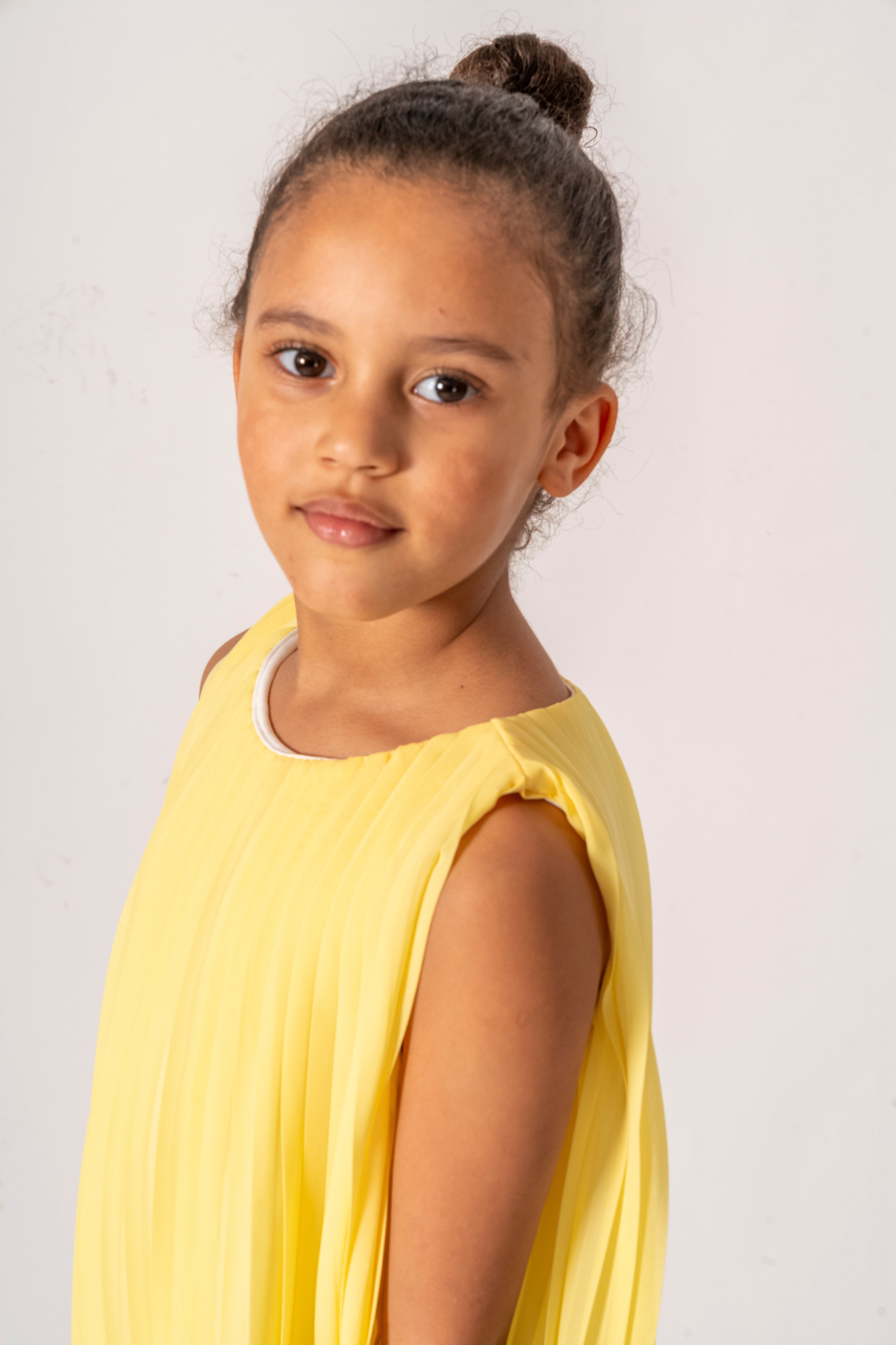 Abito Giallo Bambina Plissè