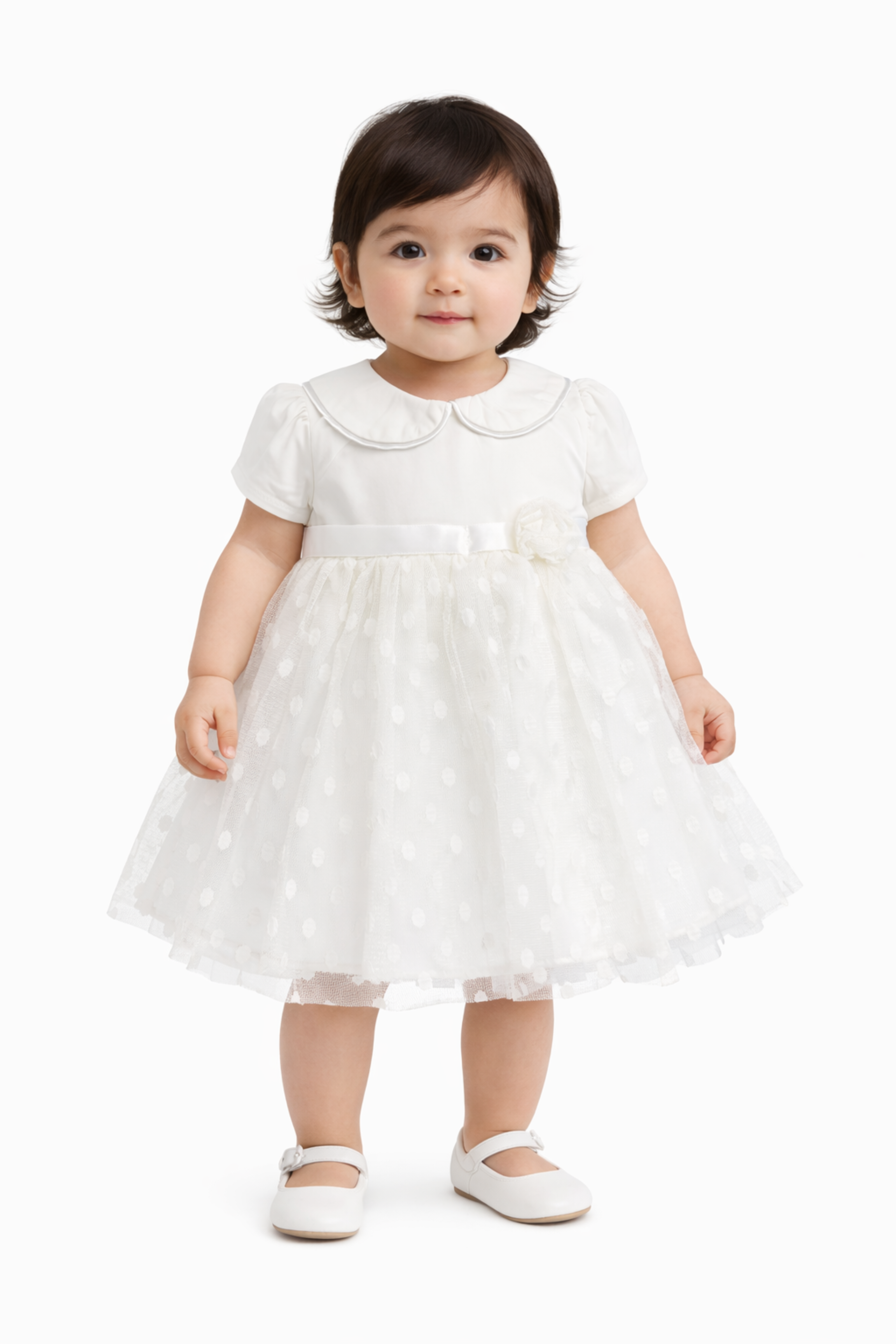 Abito Neonata Parigi Pois Bianco