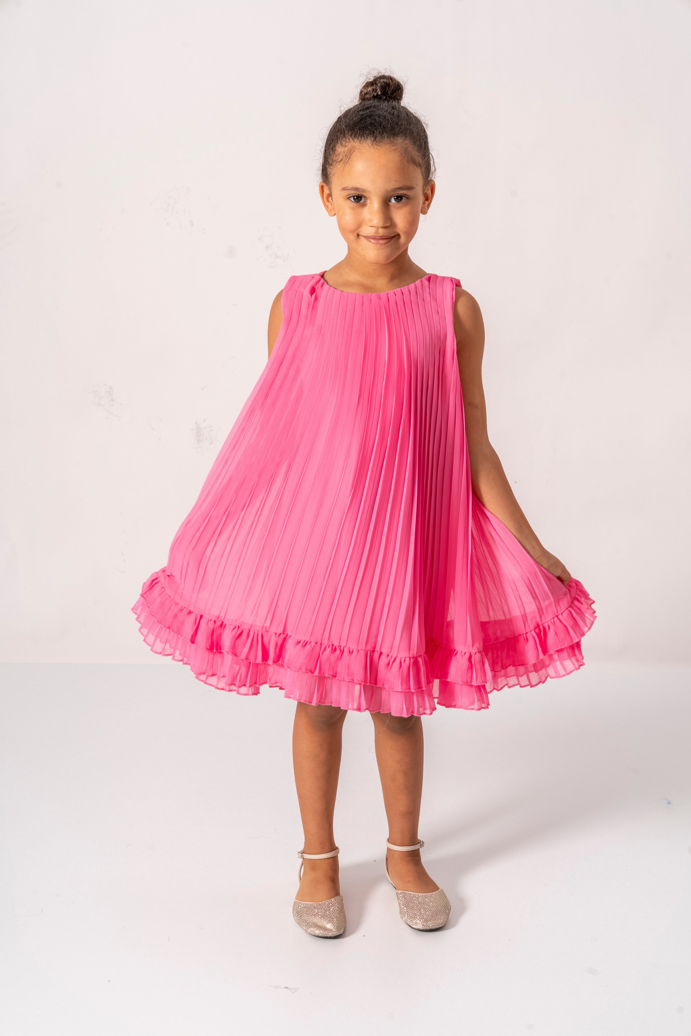 Abito Fucsia Bambina Plissè