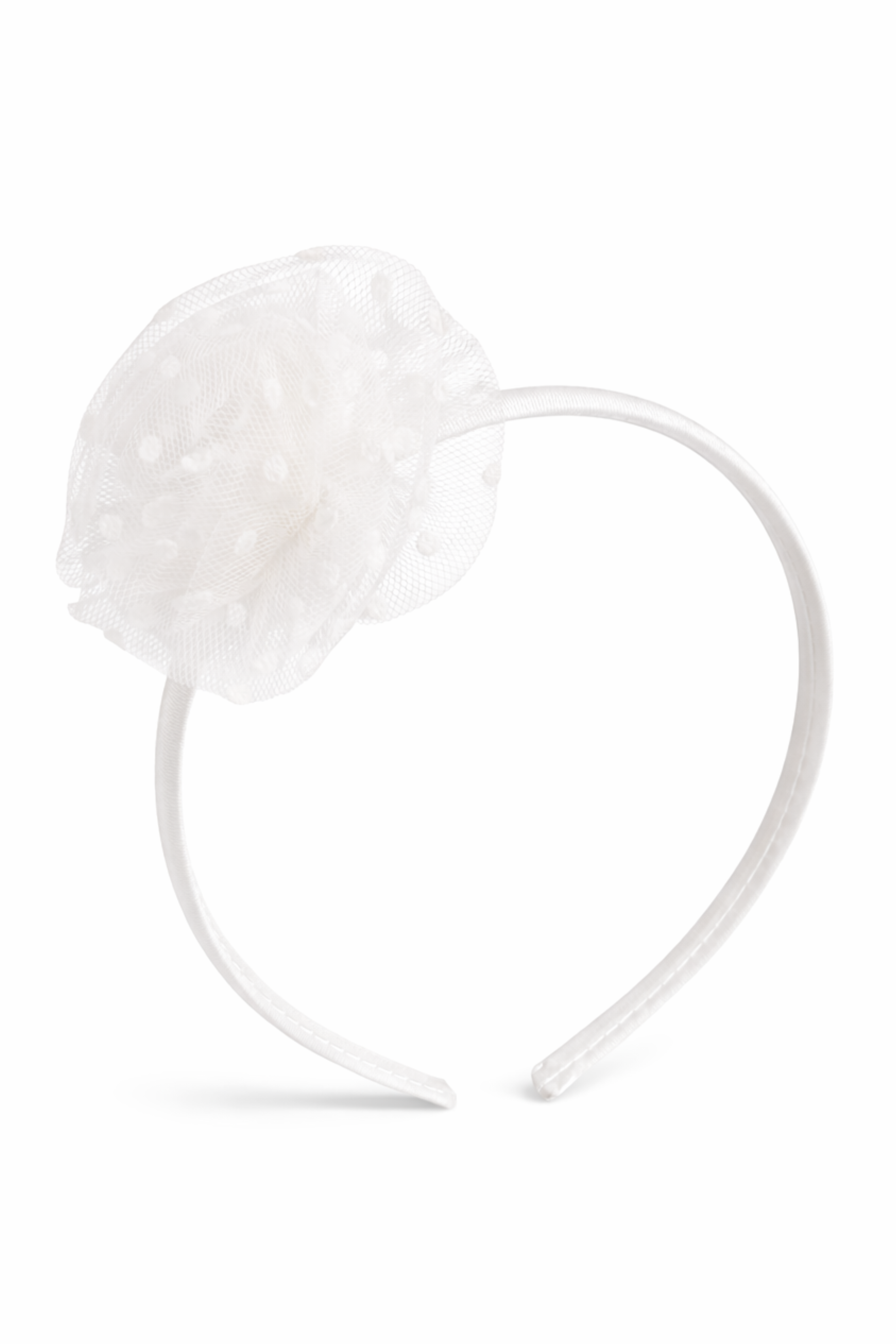 Cerchietto Neonata Fiore Pois Bianco