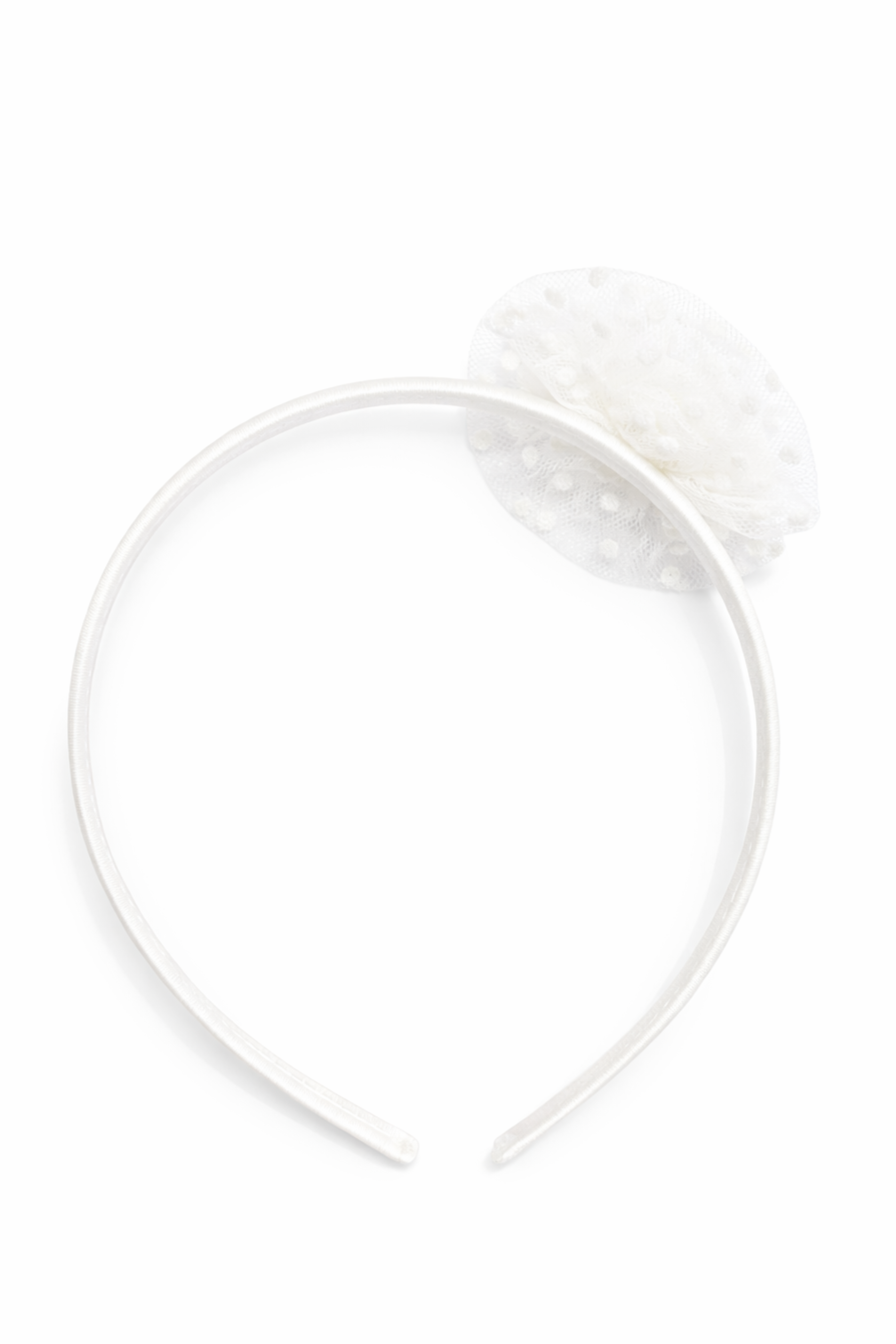 Cerchietto Neonata Fiore Pois Bianco
