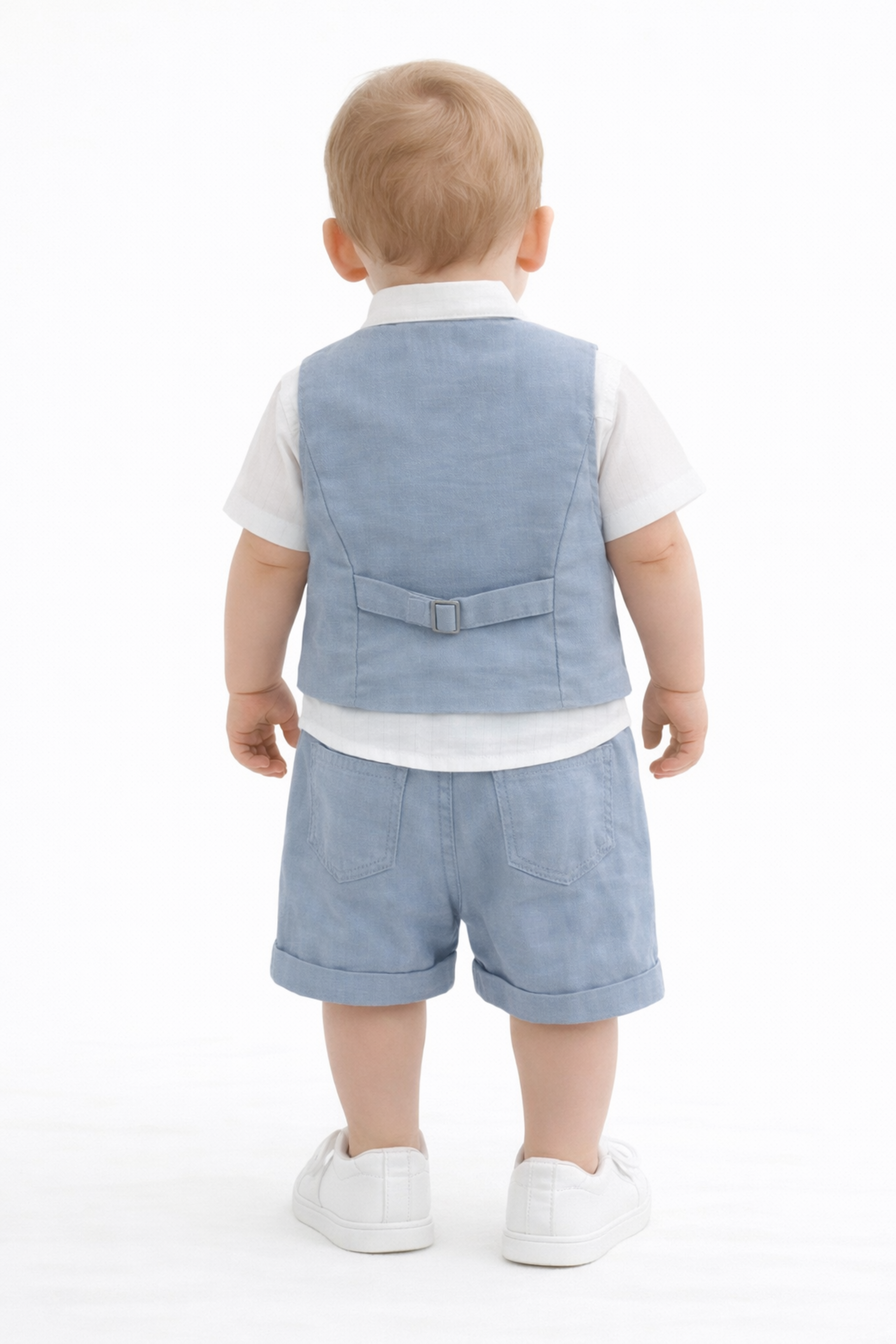 Completo Neonato 4 pezzi Cotone e Lino Polvere