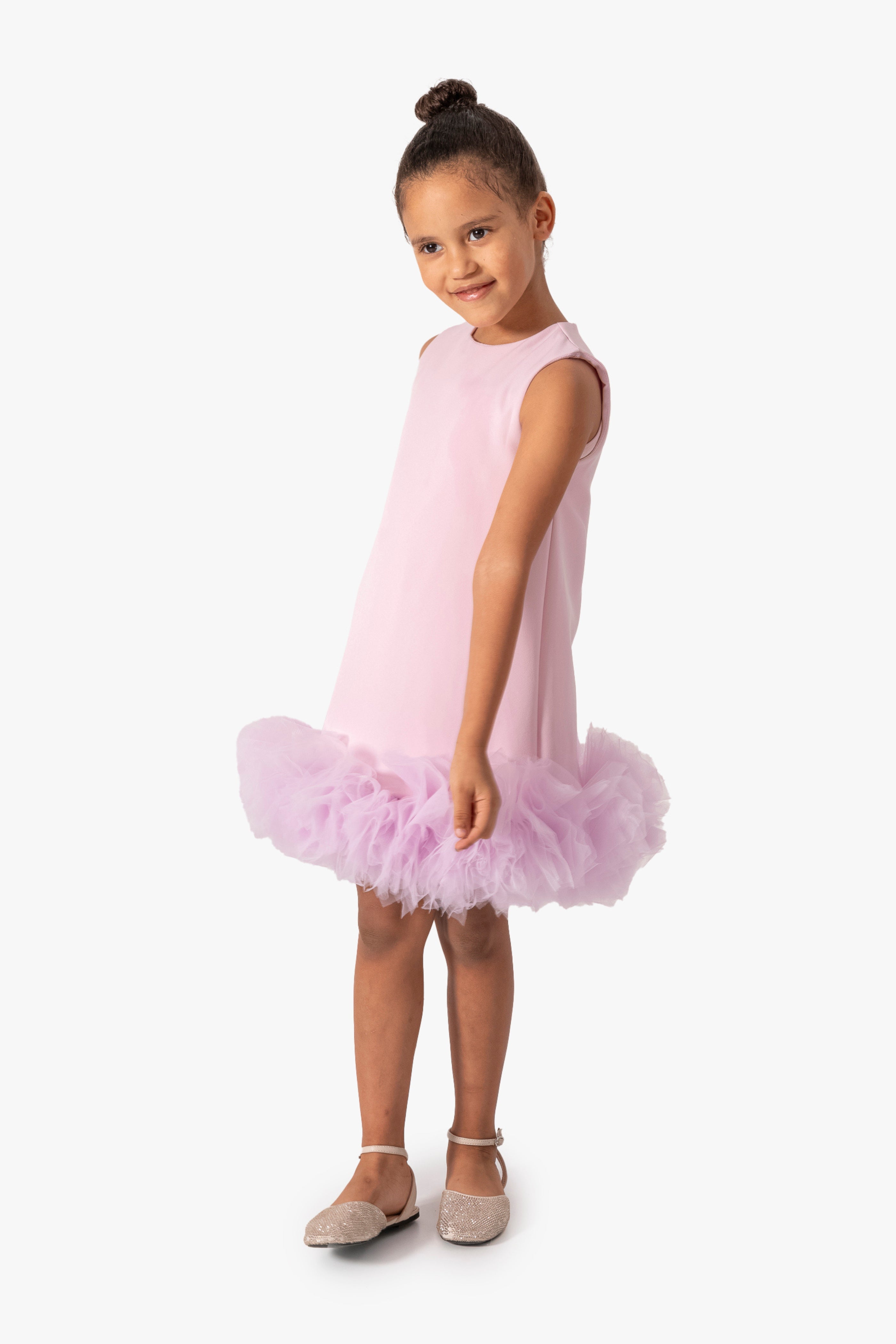 Abito Glicine Bambina Pom Pom Tulle