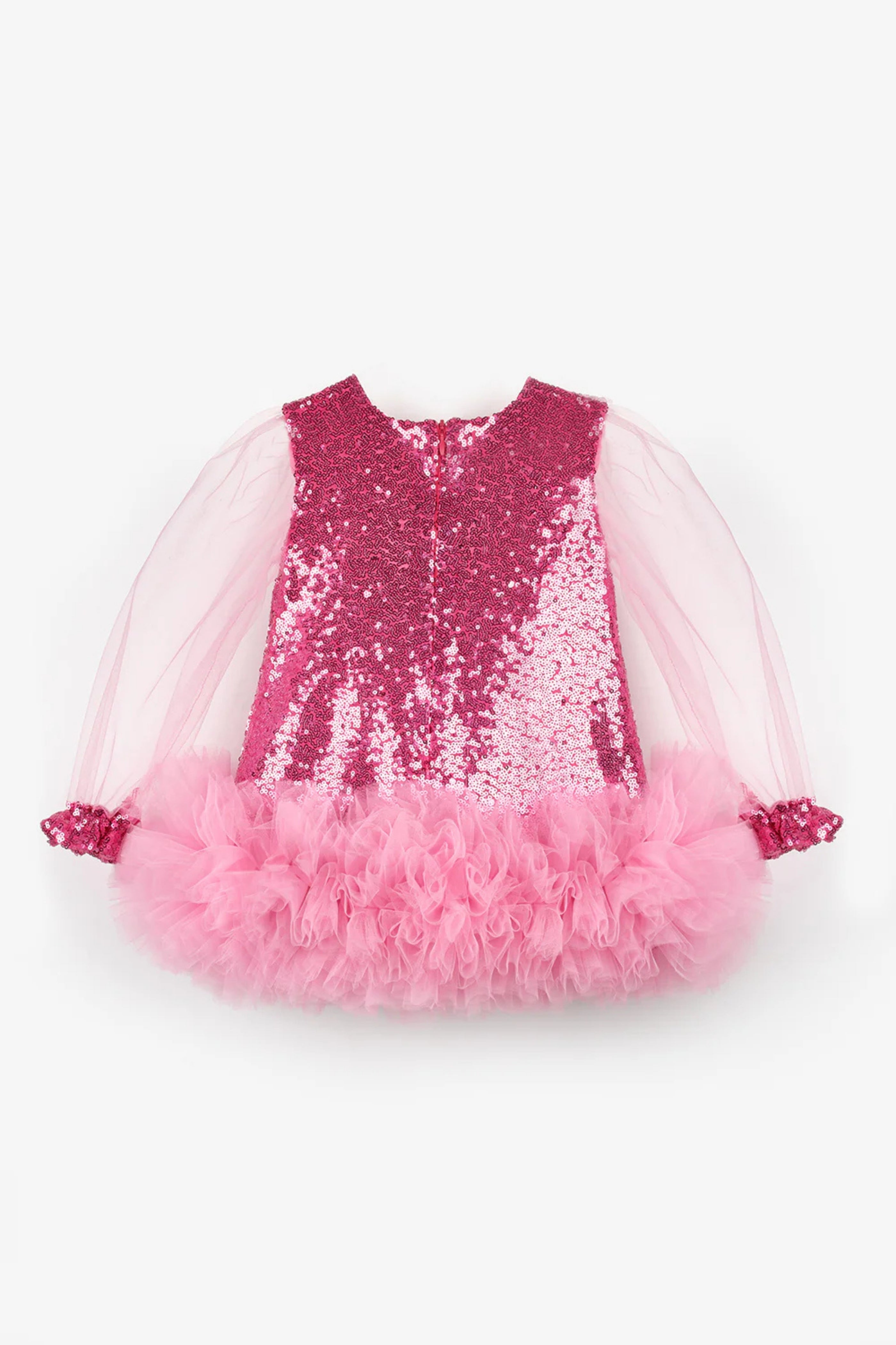 Abito Neonata Paillettes Fucsia