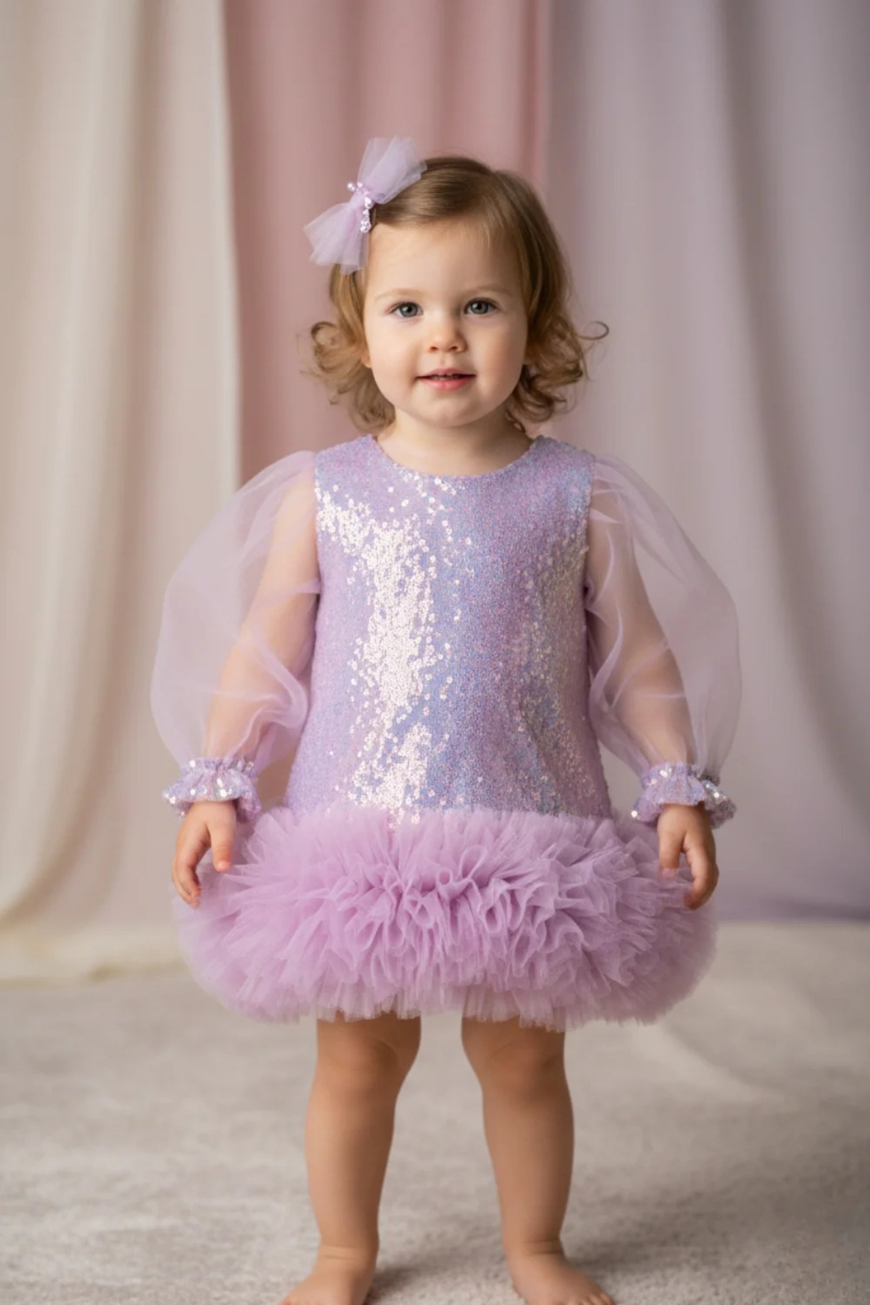 Abito Neonata Paillettes Glicine