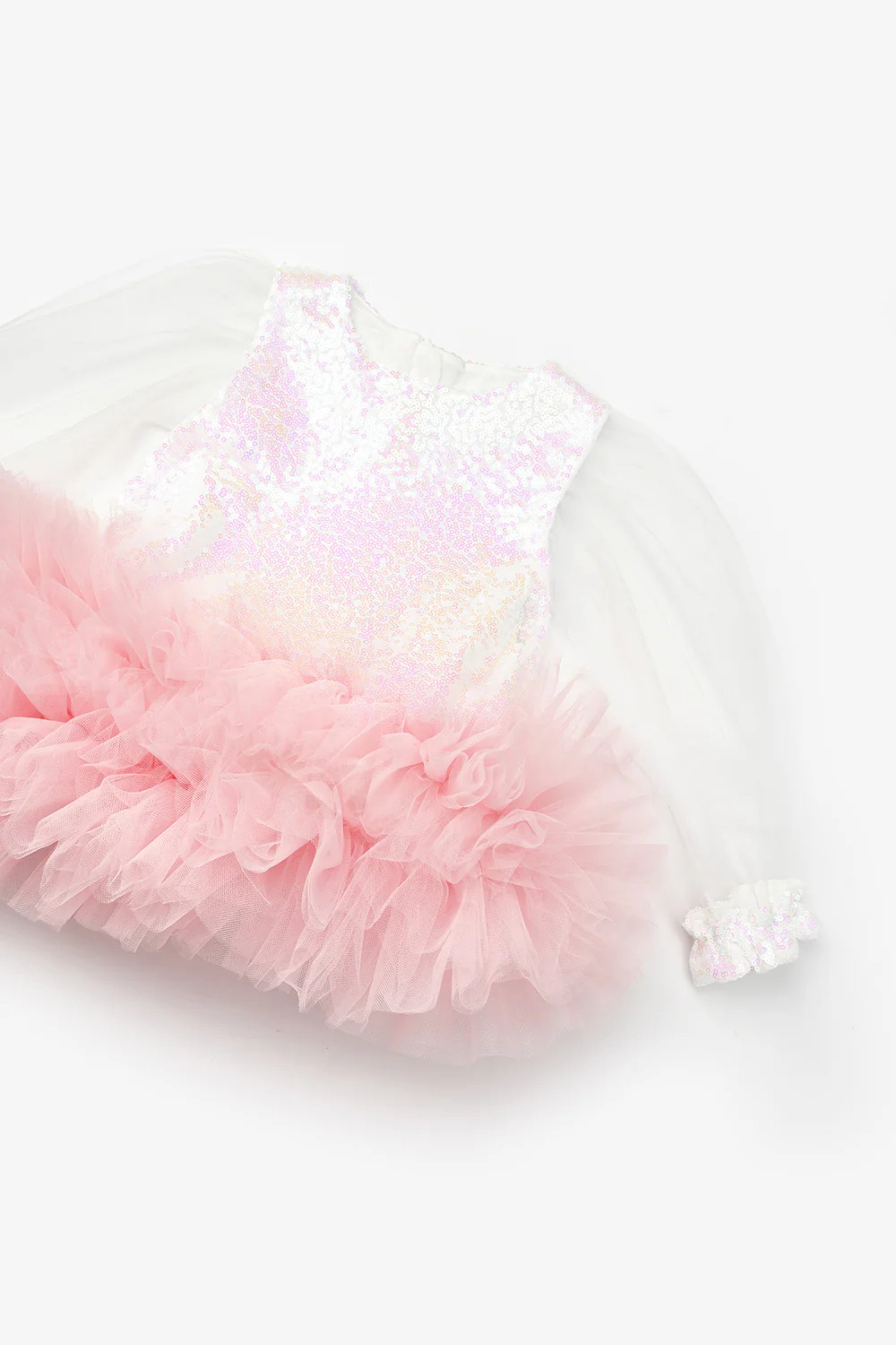 Abito Neonata Paillettes Bianco