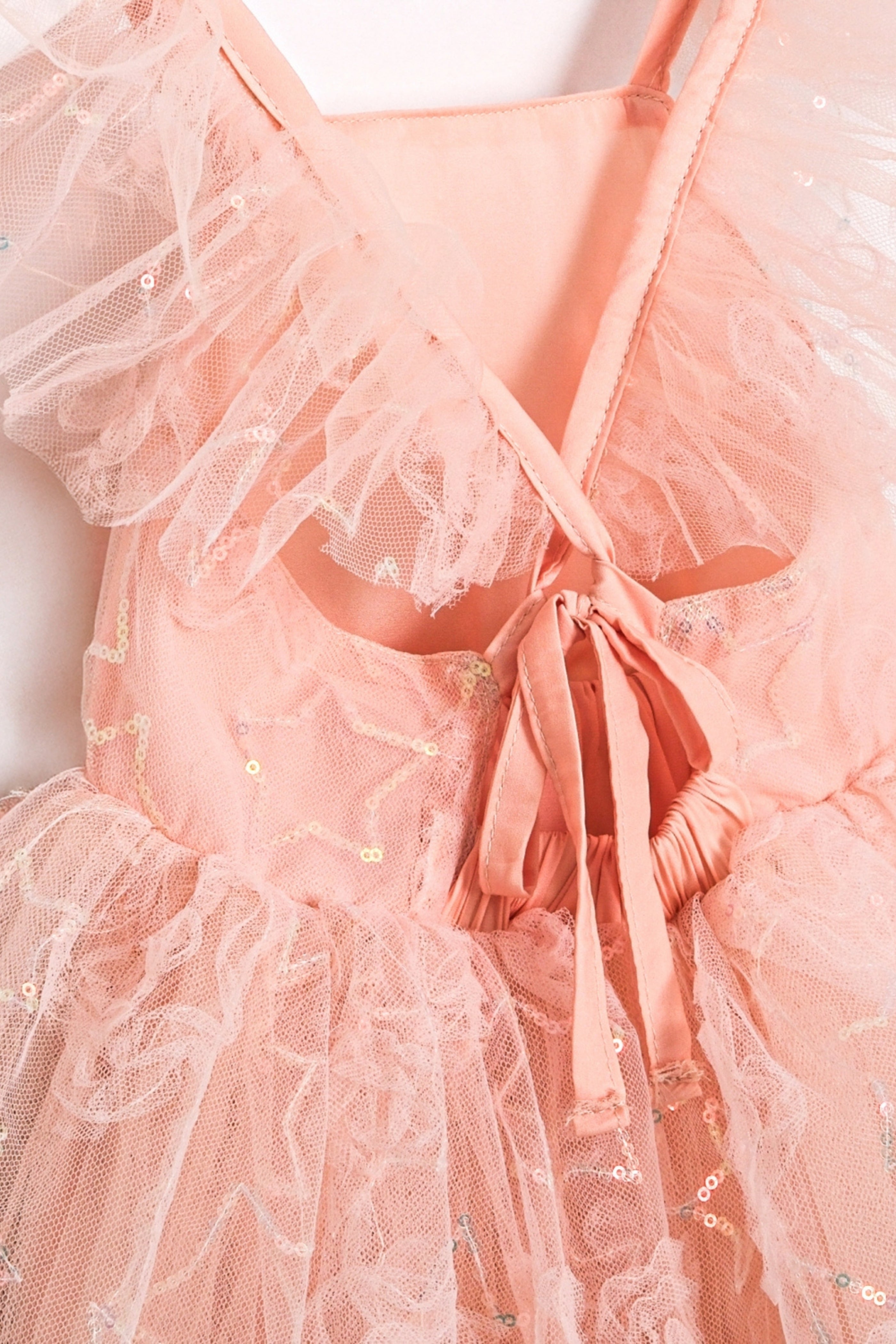 Abito Bambina Fatina Paillettes Pesca