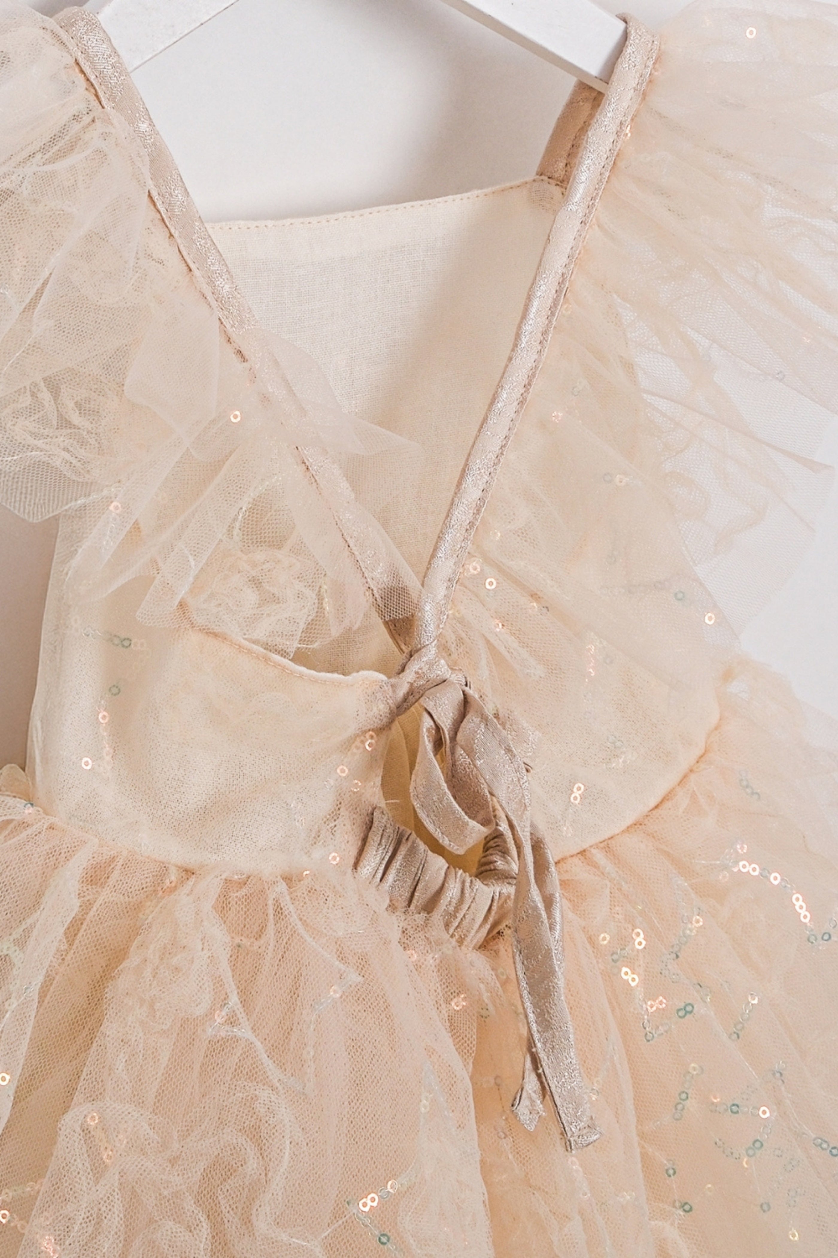 Abito Bambina Fatina Paillettes Panna