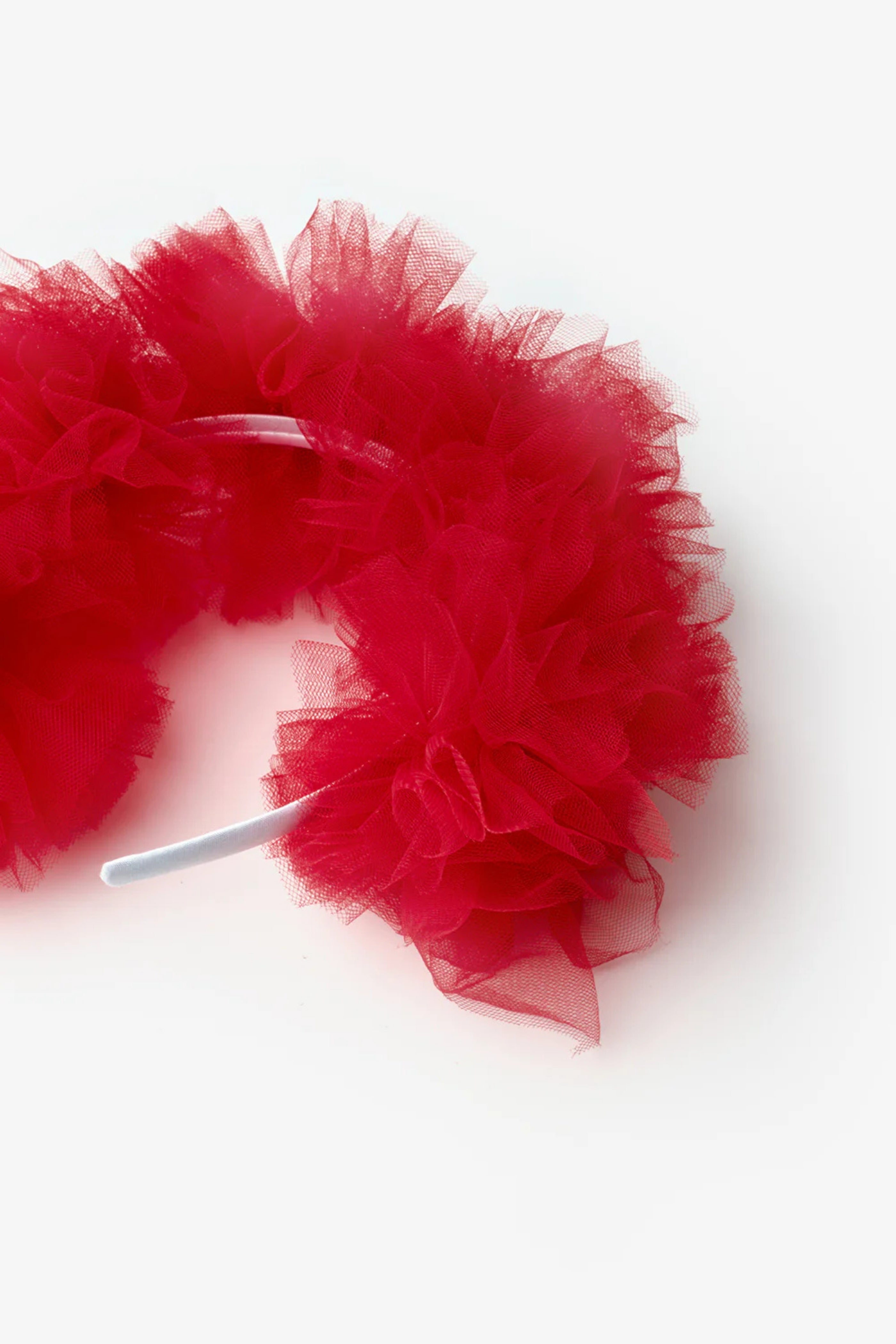 Cerchietto Rosso Bambina Pom Pom Tulle