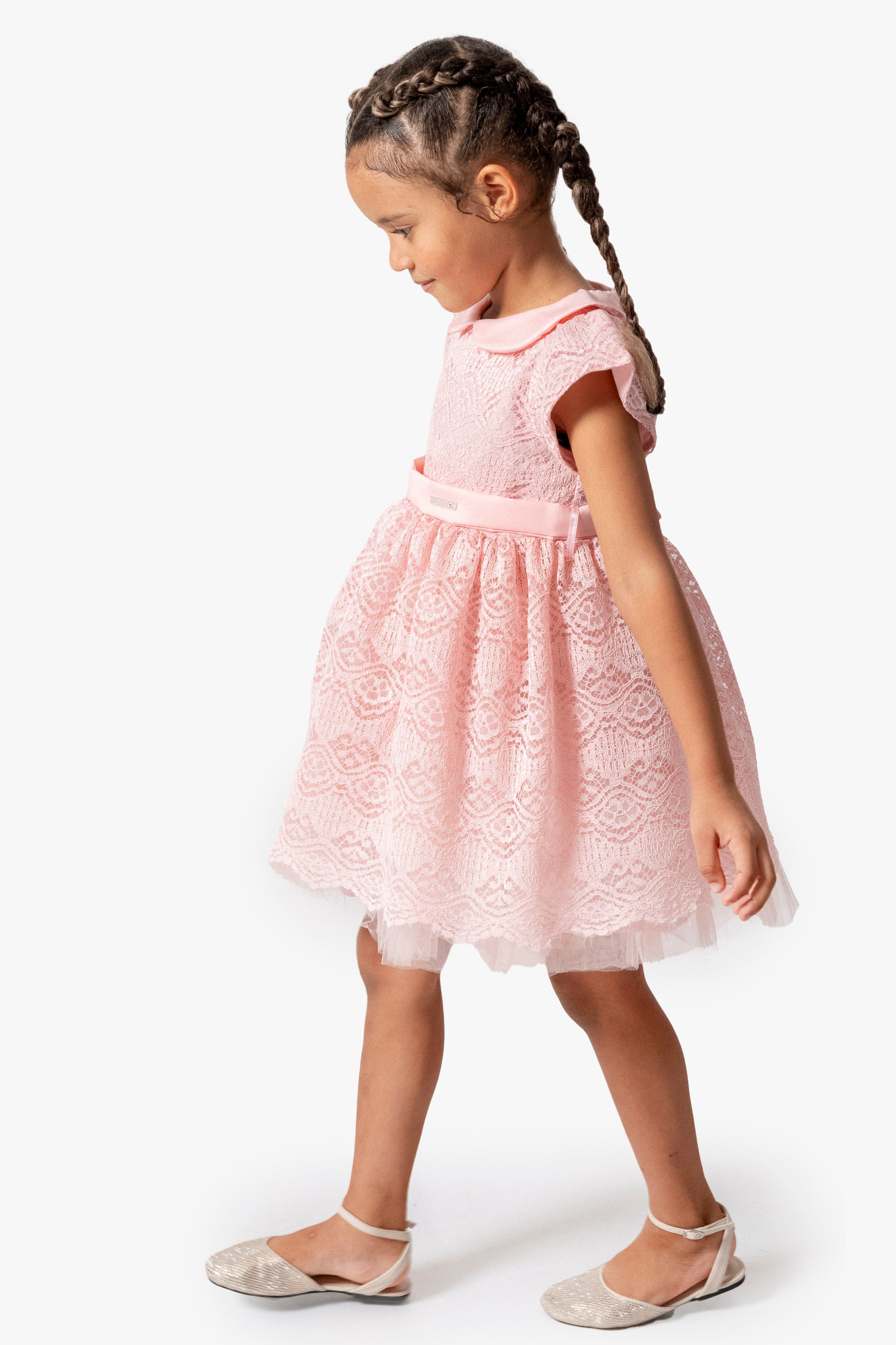 Abito Bambina Rosa Ricamato