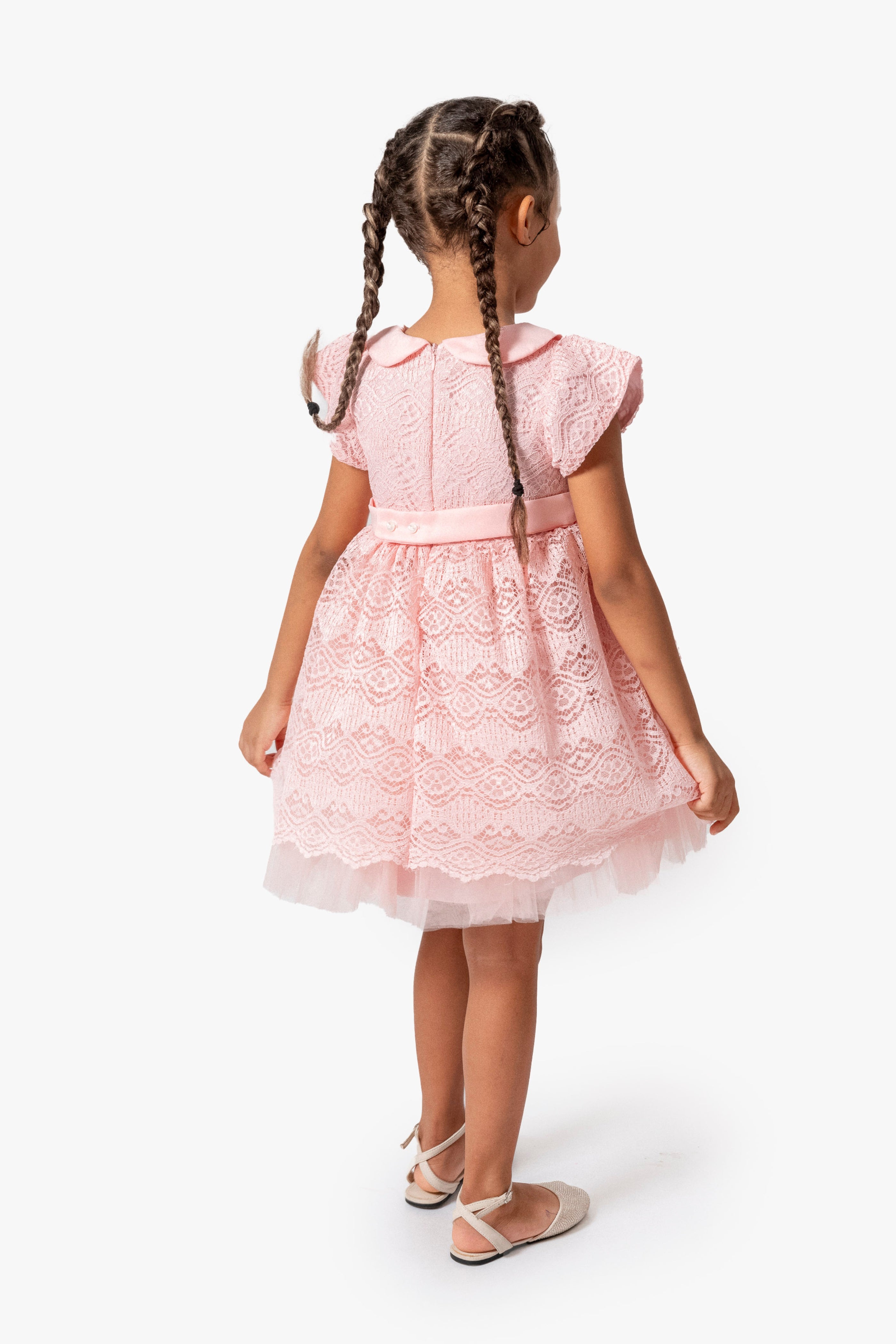 Abito Bambina Rosa Ricamato