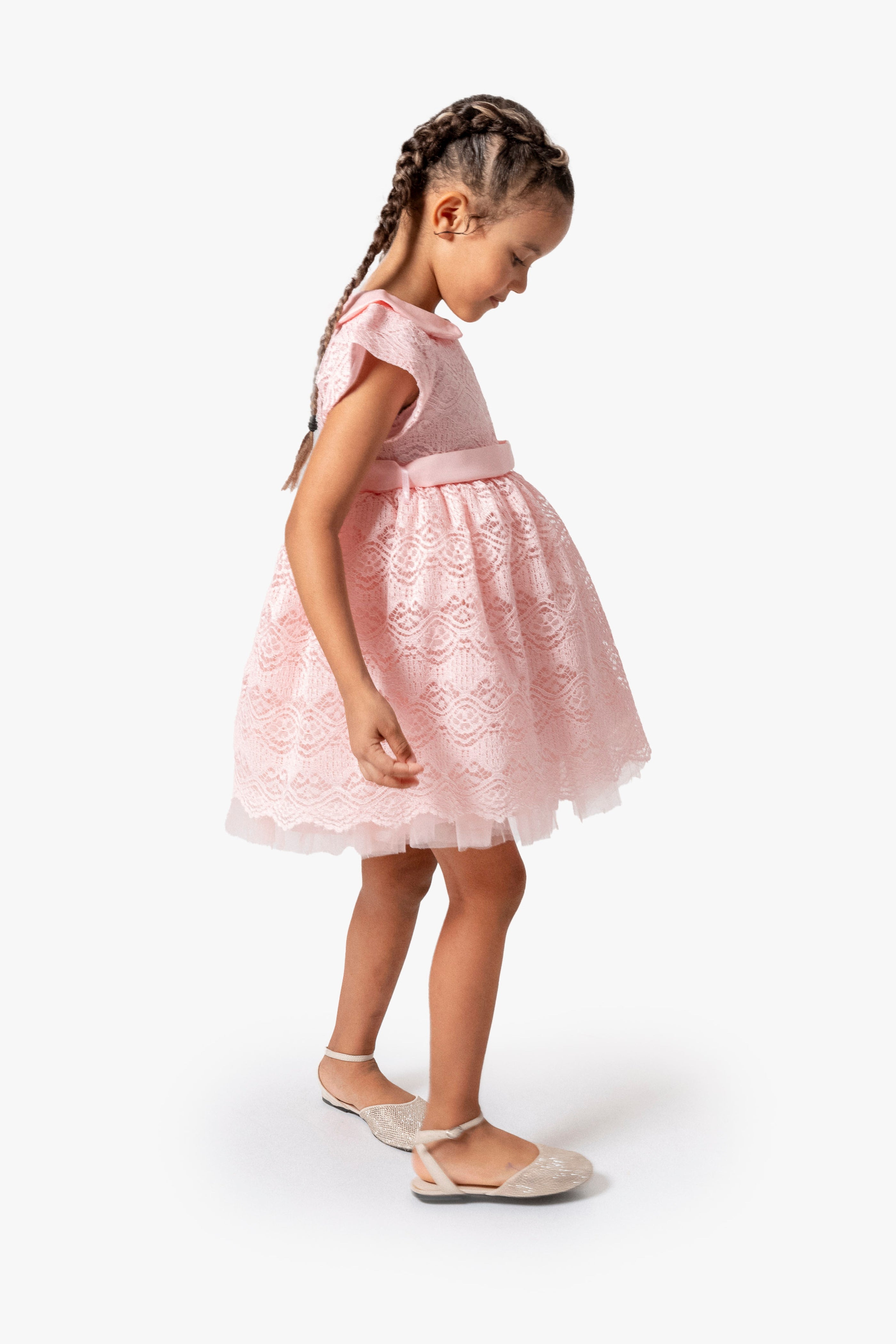Abito Bambina Rosa Ricamato