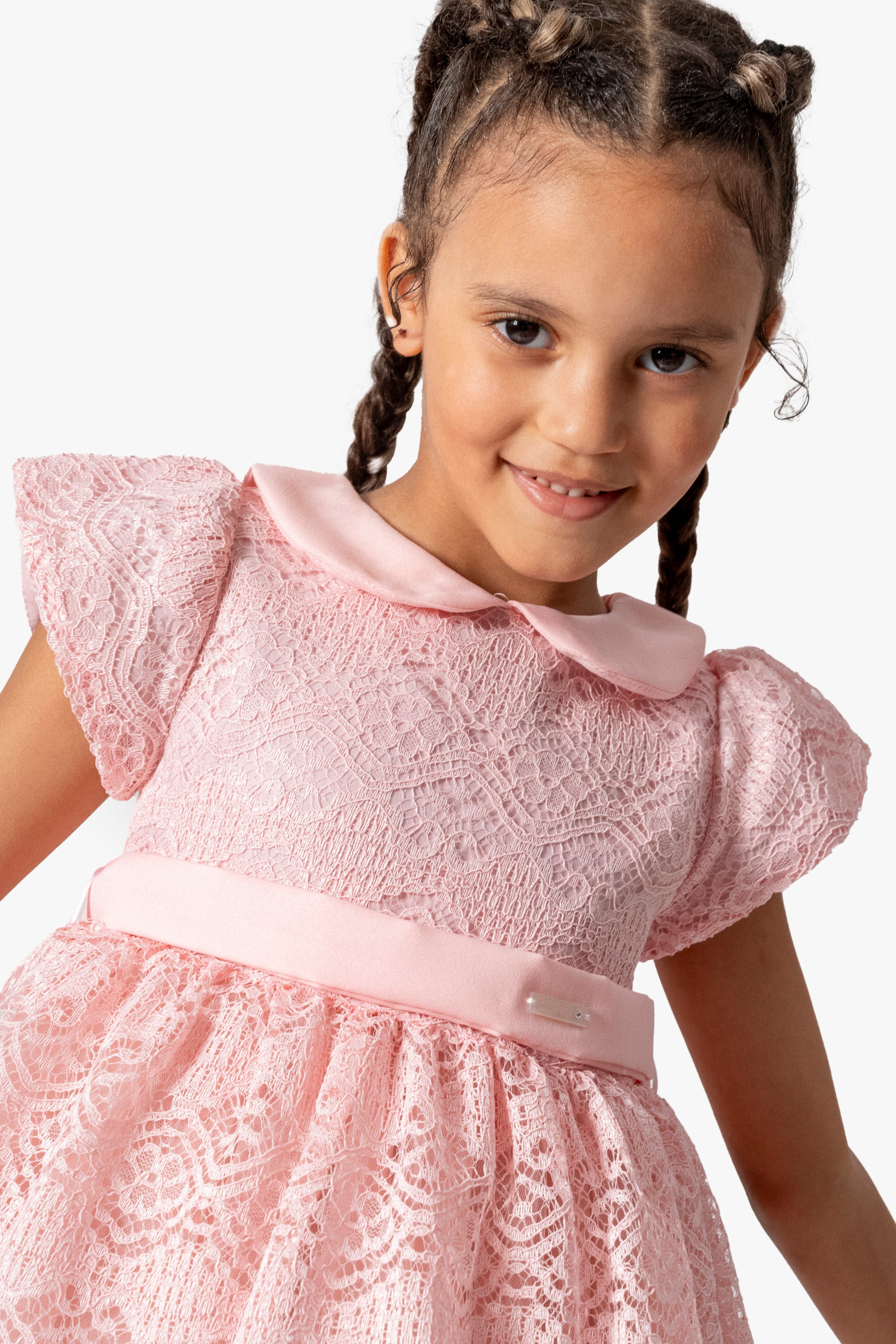 Abito Bambina Rosa Ricamato