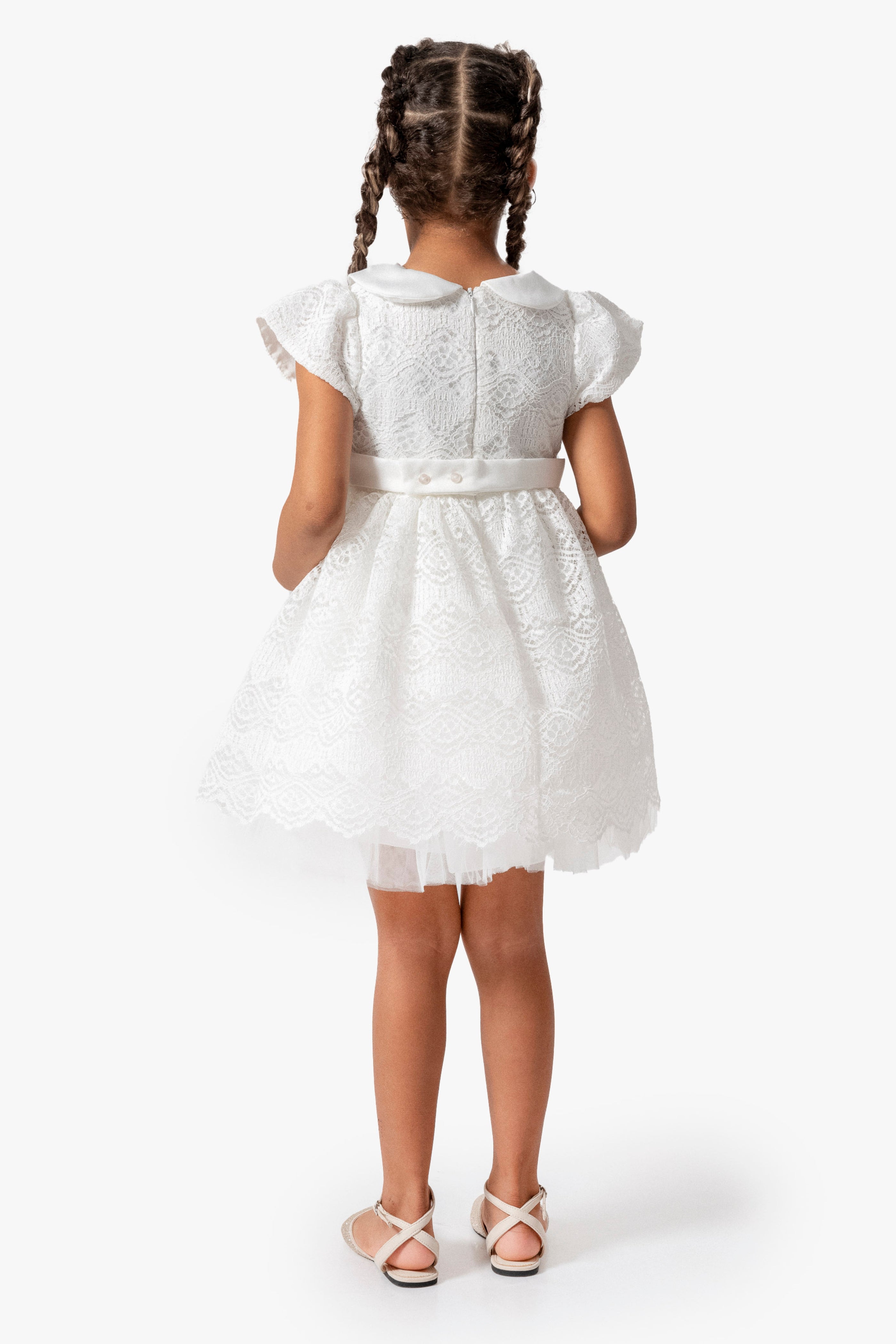 Abito Bambina Bianco Ricamato