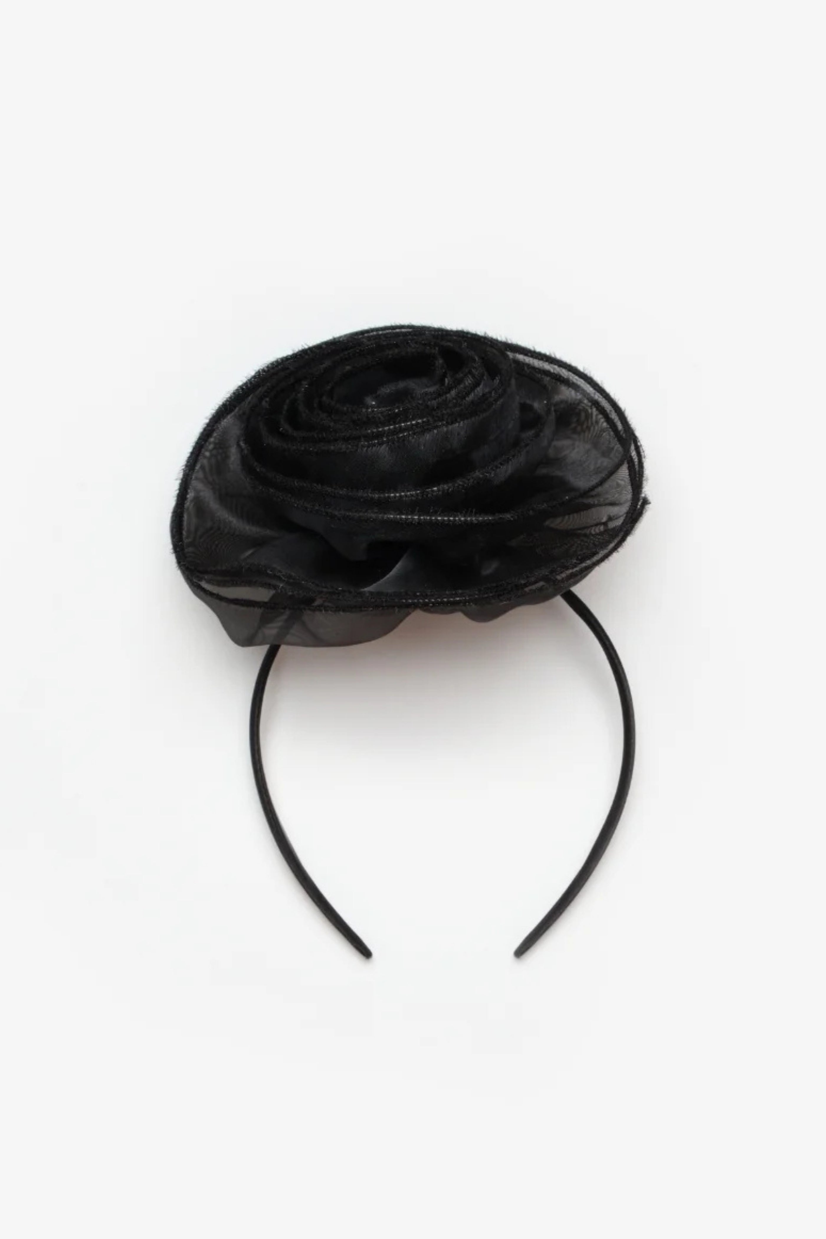 Cerchietto Bambina Fiore Organza Nero